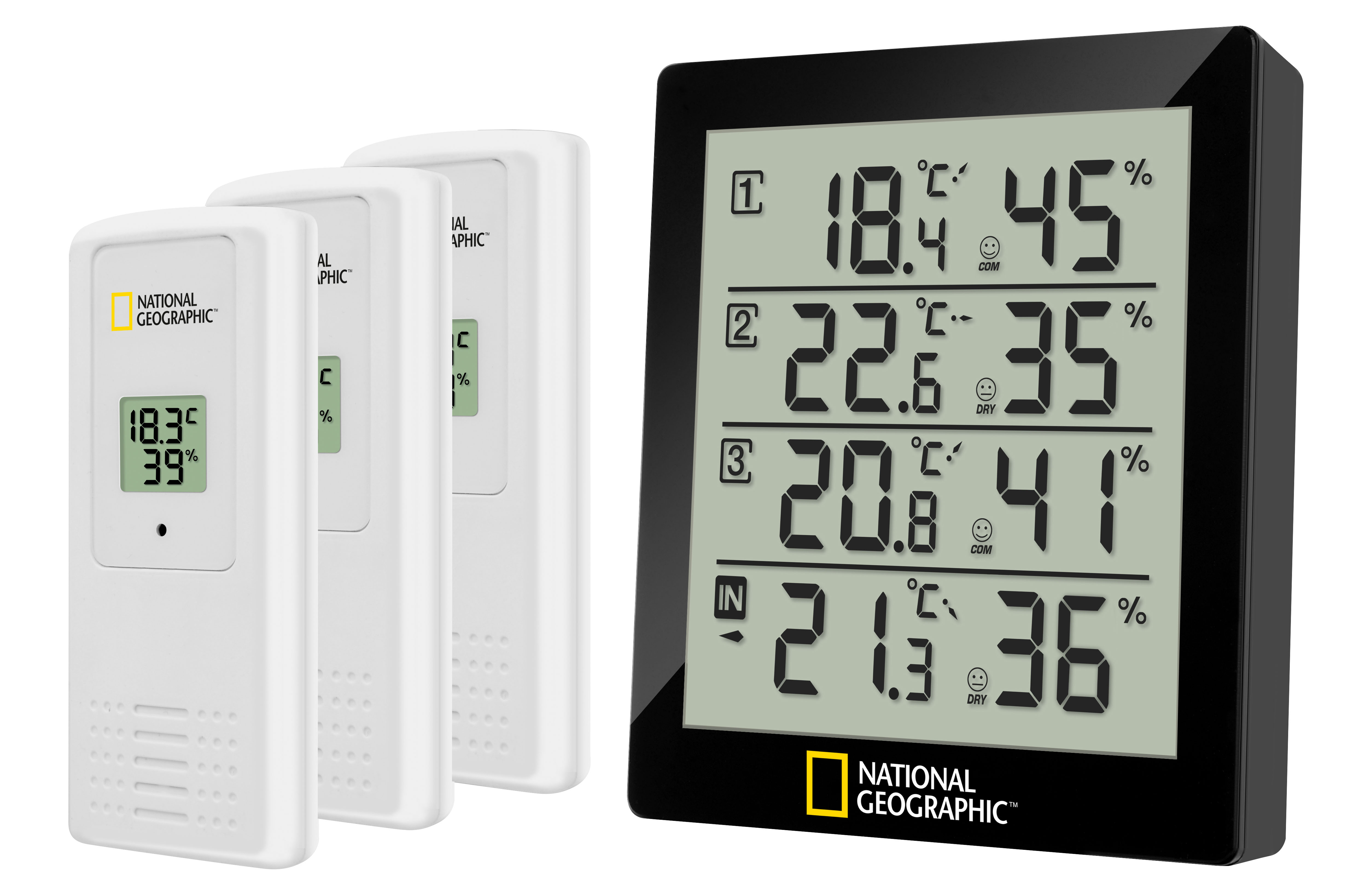 NATIONAL GEOGRAPHIC Digitales Thermo-Hygrometer für 4 Messbereiche - schwarz