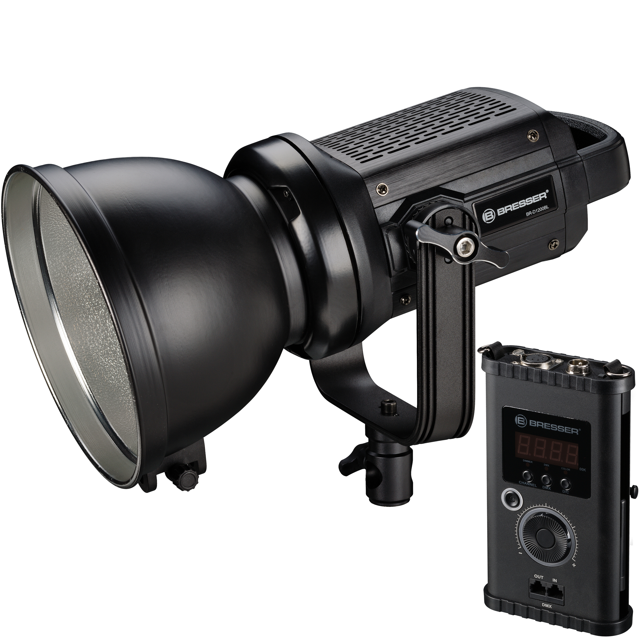 BRESSER BR-D1200BL COB LED Studiolampe 120W mit Bowens-Anschluss für Softboxen