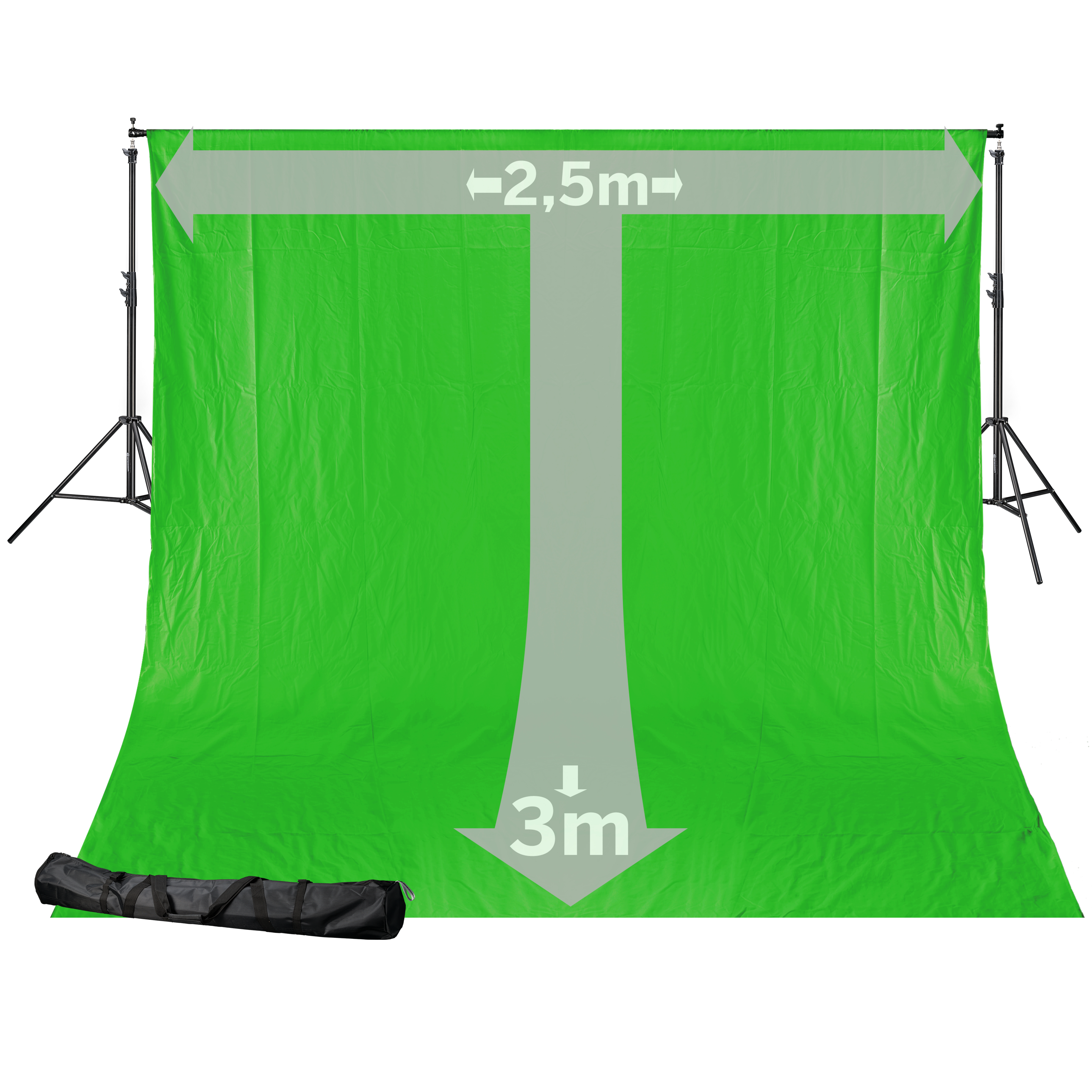 BRESSER BR-D24 Hintergrundsystem + Greenscreen/ Chromakey Grün Hintergrundstoff 2,5 x 3m 