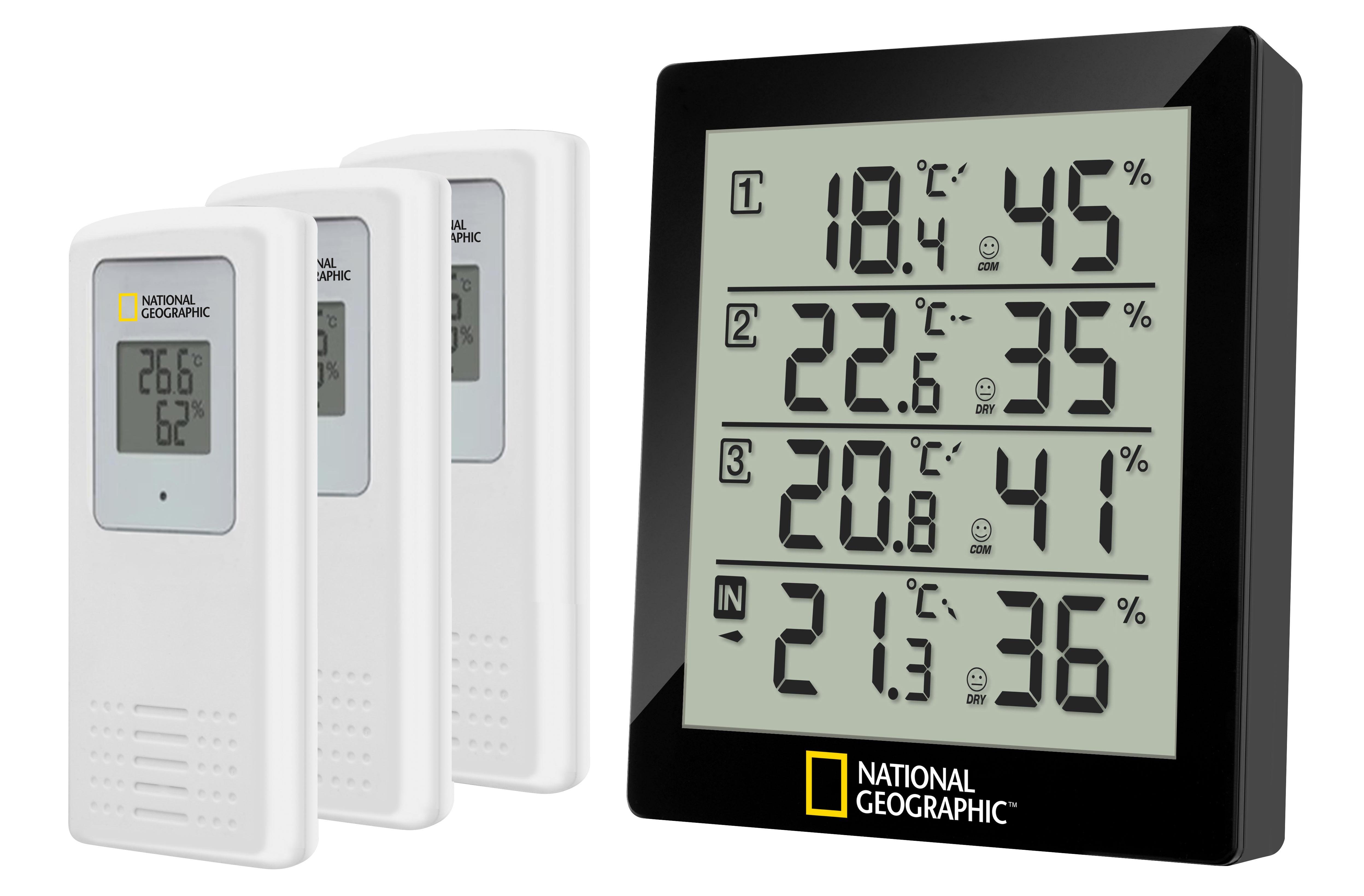 NATIONAL GEOGRAPHIC digitales Thermo-Hygrometer für 4 Messbereiche - schwarz (Refurbished)