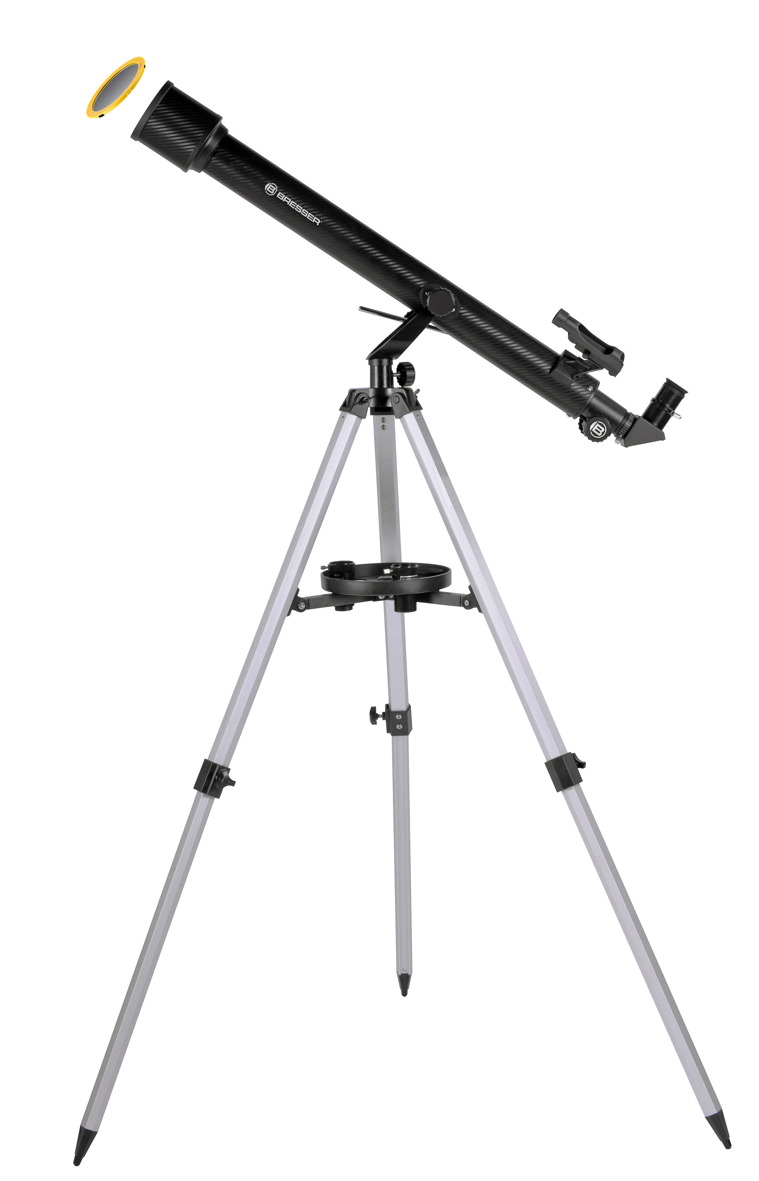 BRESSER Stellar 60/800 AZ - Linsenteleskop mit Smartphone-Kamera-Adapter & Sonnenfilter