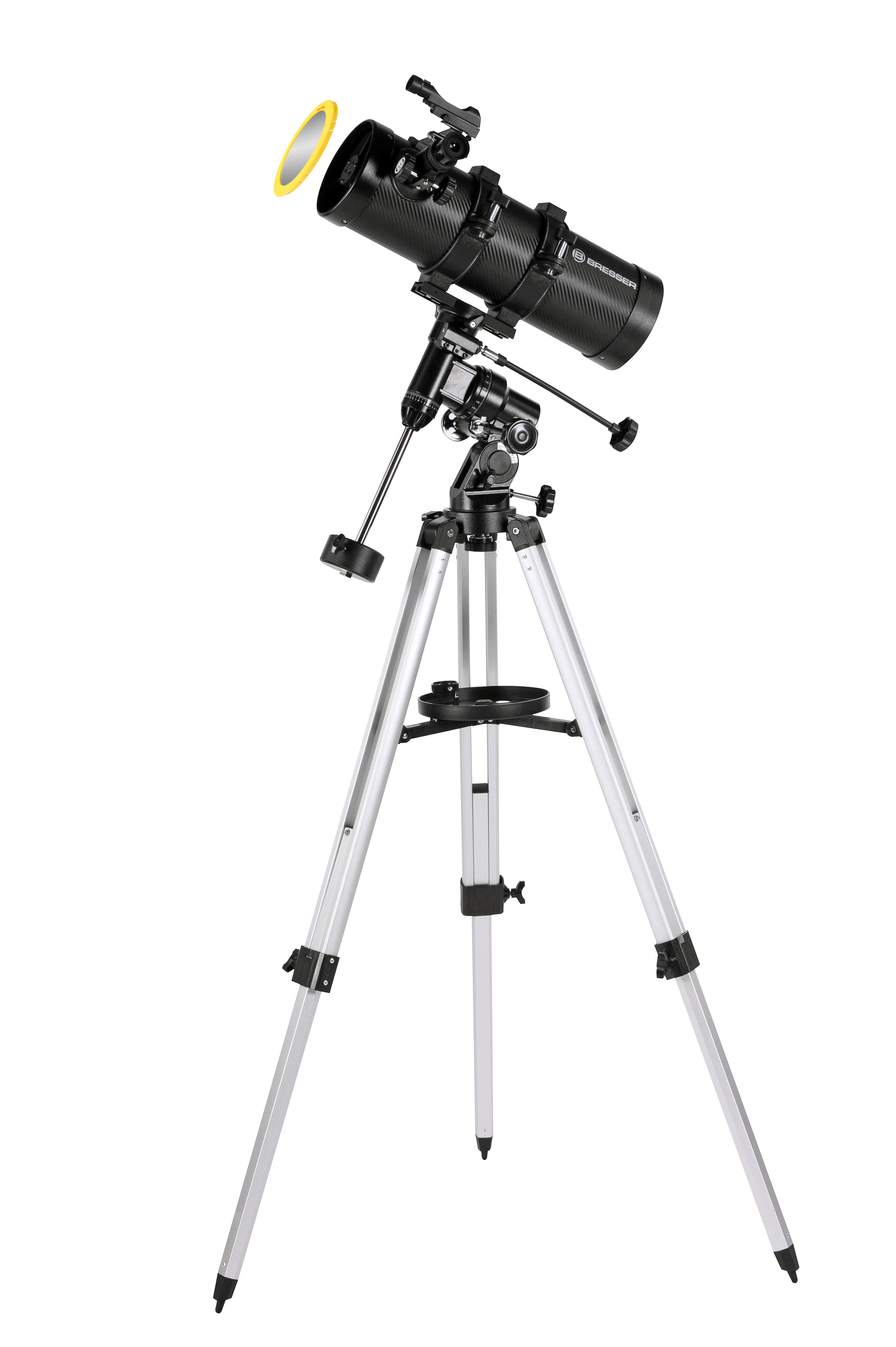 BRESSER Pluto 114/500 EQ3 Spiegelteleskop mit Smartphone-Adapter & Sonnenfilter