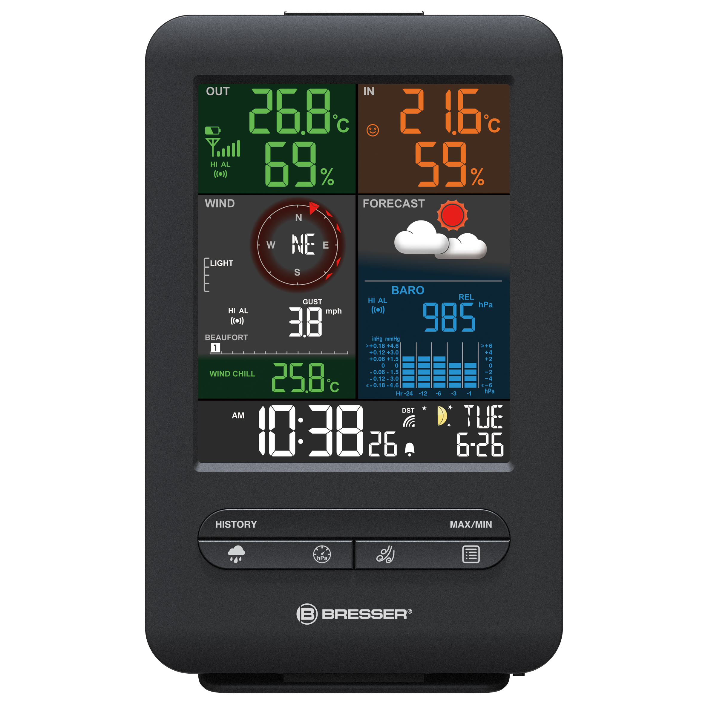 BRESSER Wetterstation 5-in-1 Beaufort mit Farbdisplay