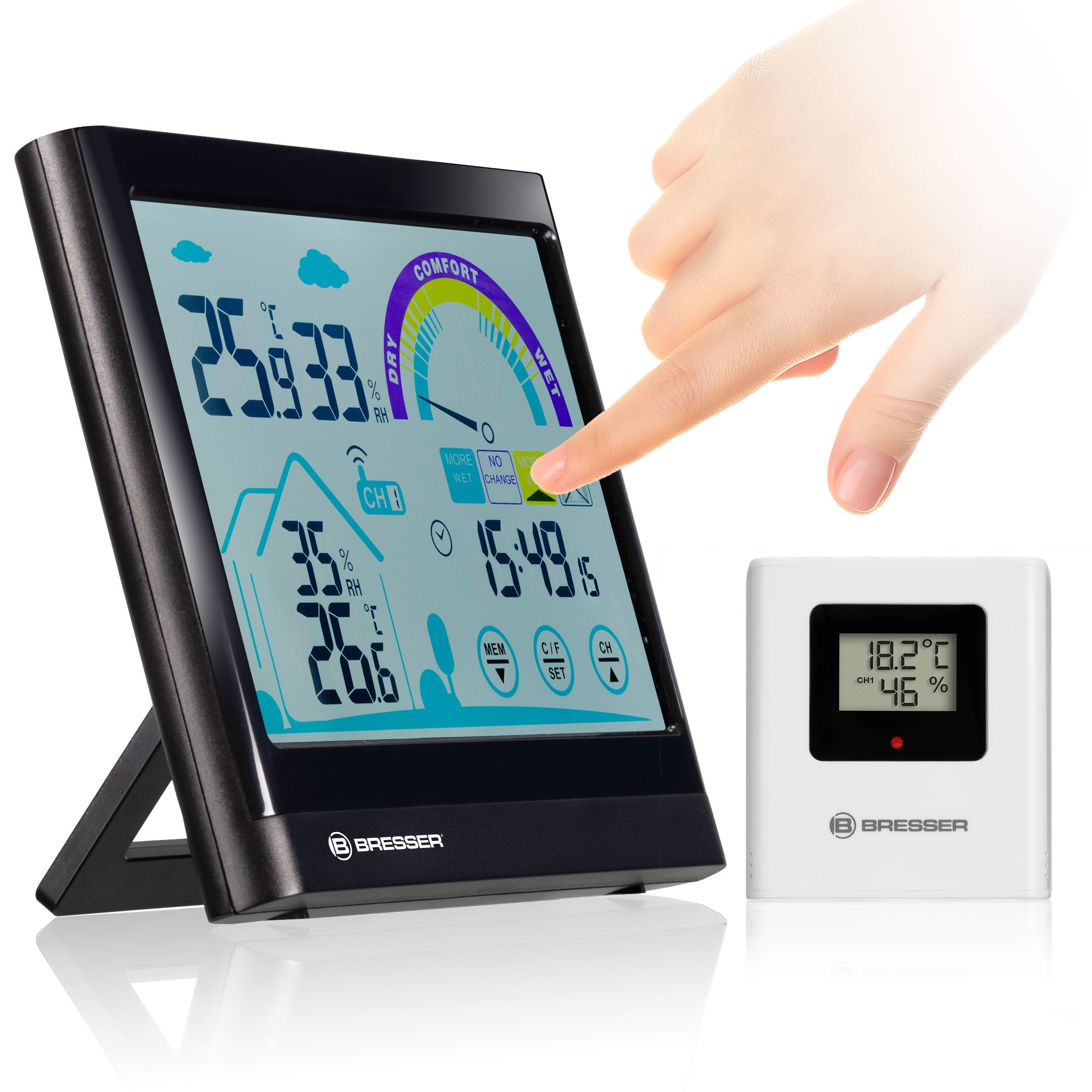 BRESSER VentAir Thermo-Hygrometer mit Touchscreenfunktion und Lüftungsempfehlung