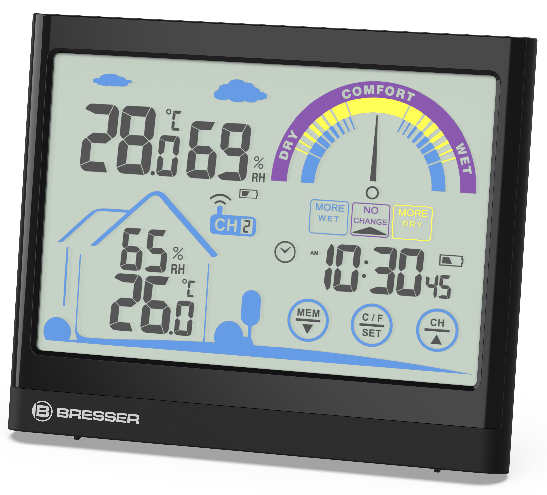 BRESSER VentAir Thermo-Hygrometer mit Touchscreenfunktion und Lüftungsempfehlung