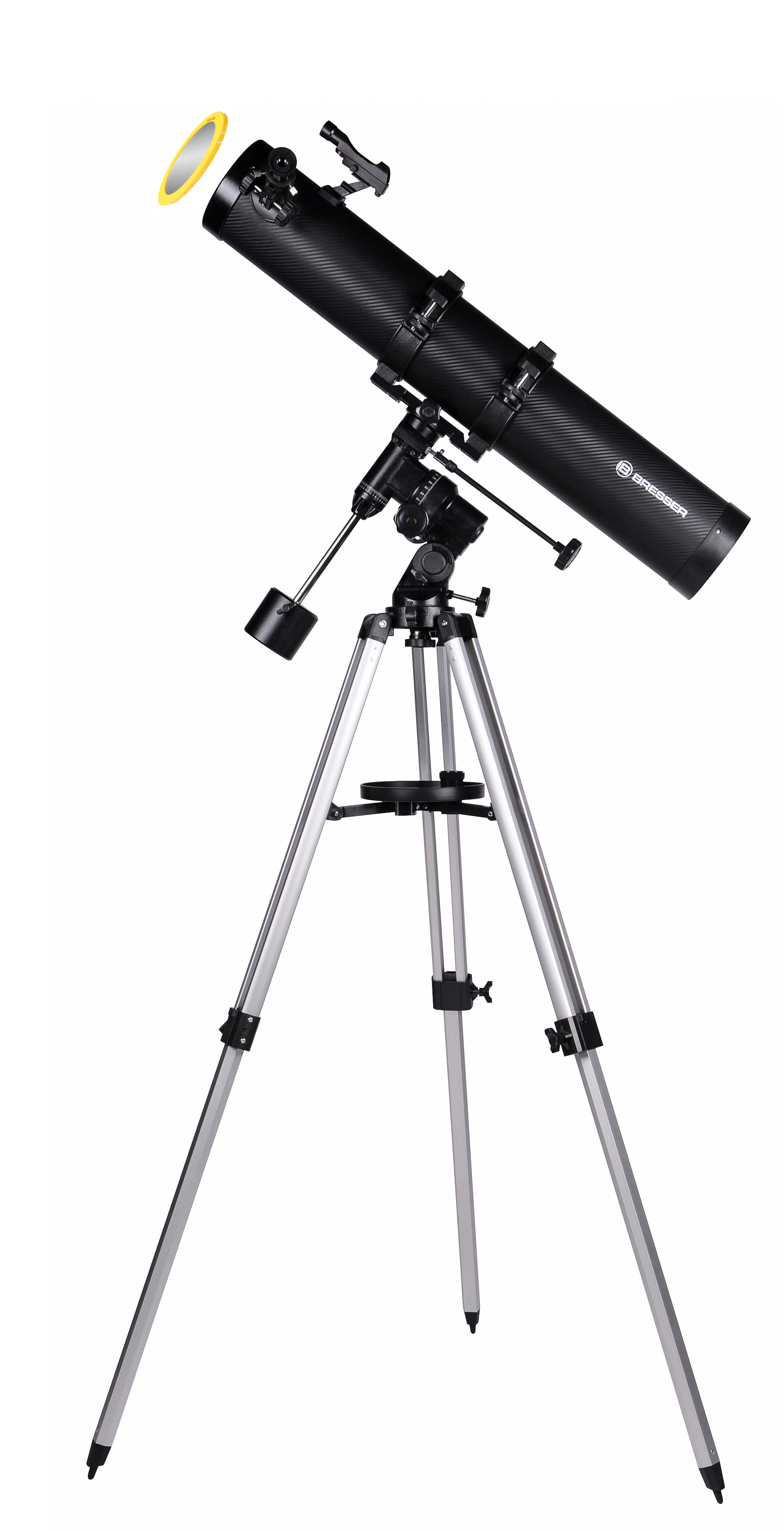 BRESSER Galaxia 114/900 EQ3 Spiegelteleskop mit Smartphone-Adapter & Sonnenfilter