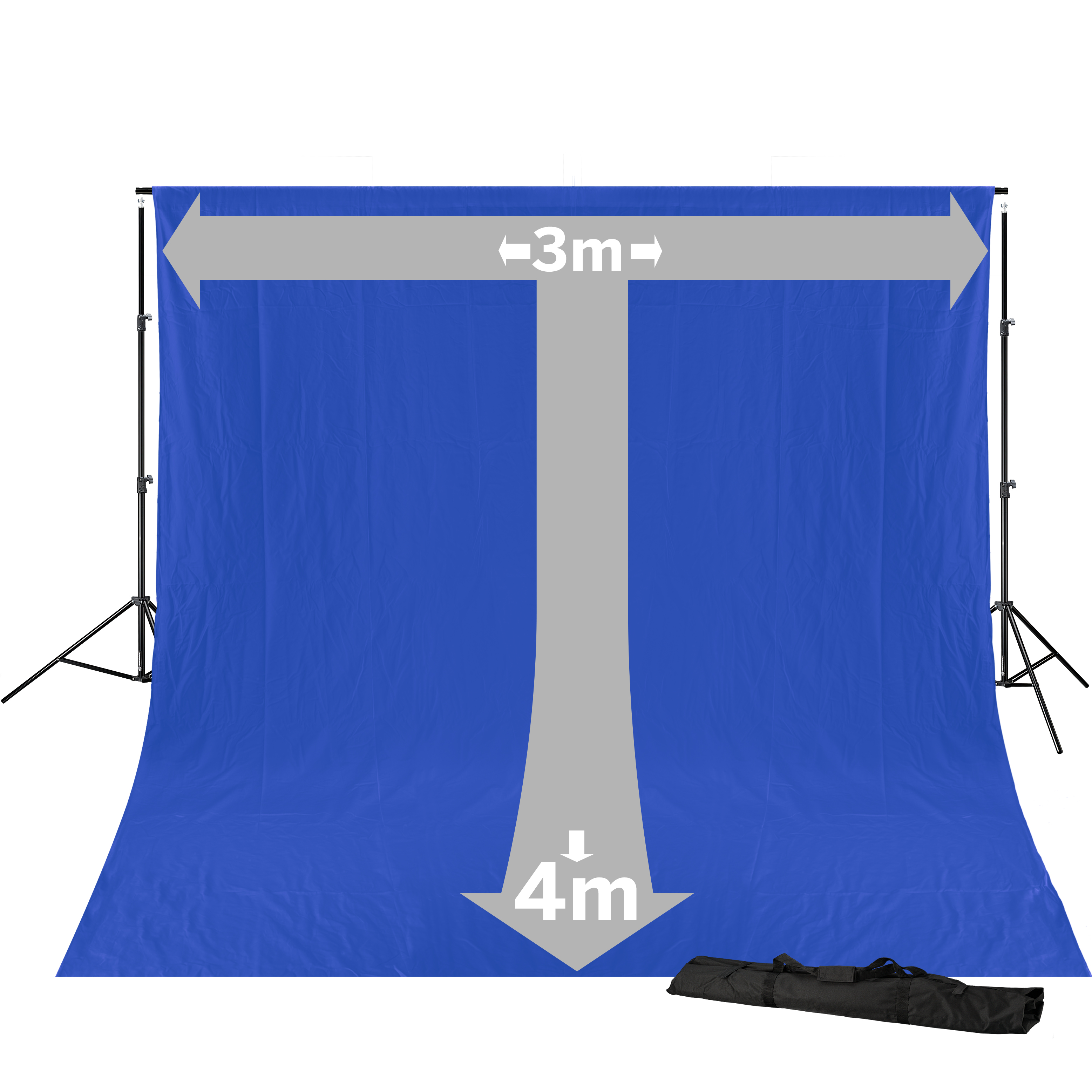 BRESSER BR-D23 Hintergrundsystem + Hintergrundtuch 3 x 4m Chromakey Blau