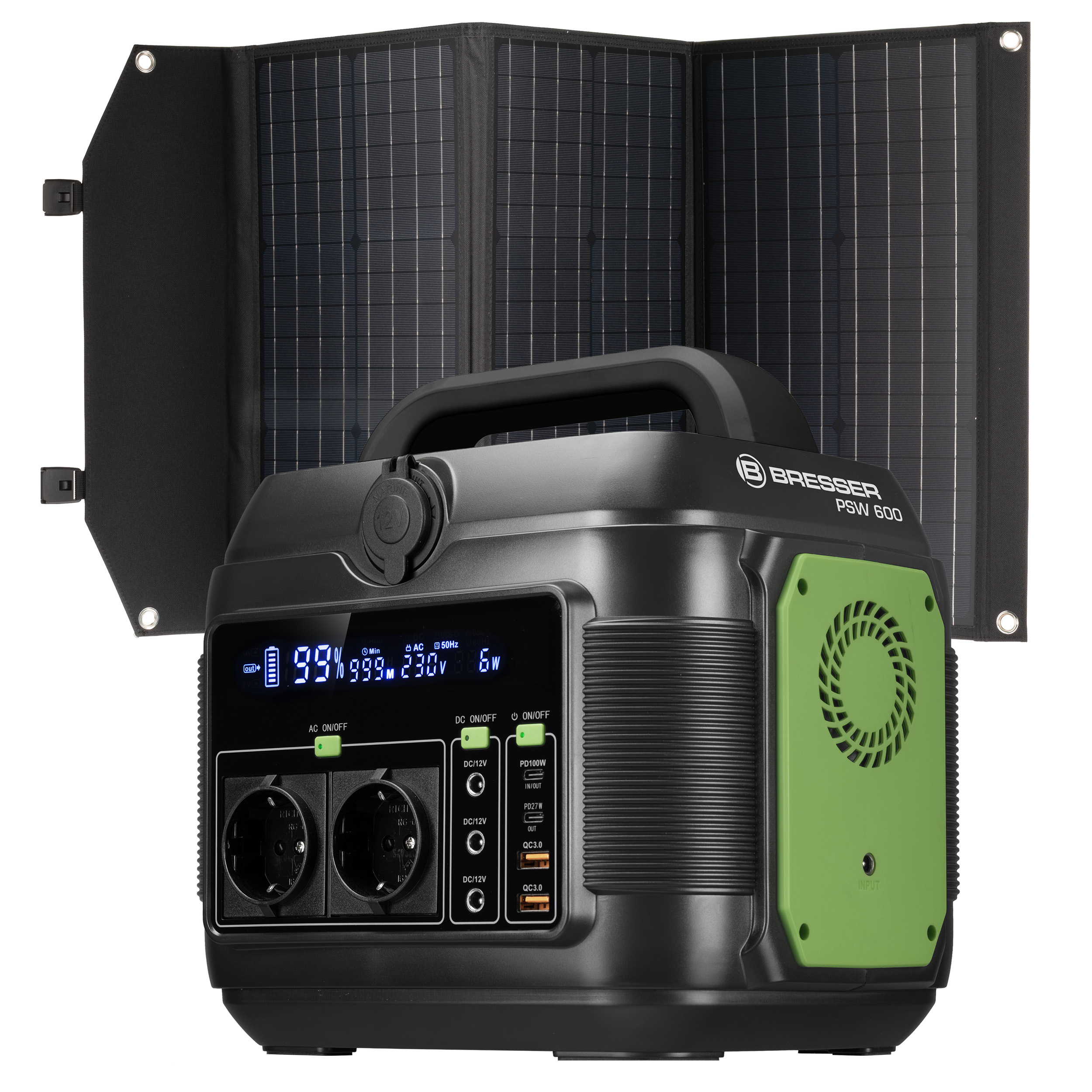 BRESSER Set Mobile Power Station 600 W + Solar-Ladegerät 90 W