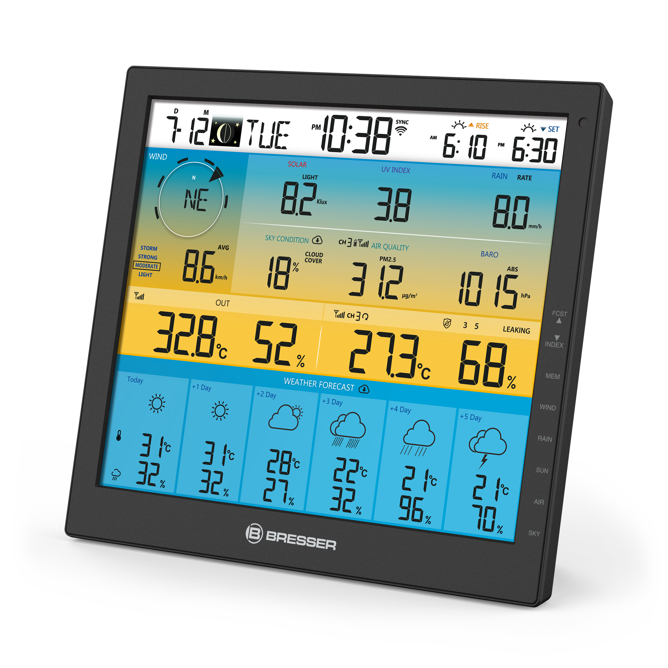 BRESSER 6-Tage 4CAST PRO SF WLAN-Wetterstation 7-in-1 solar