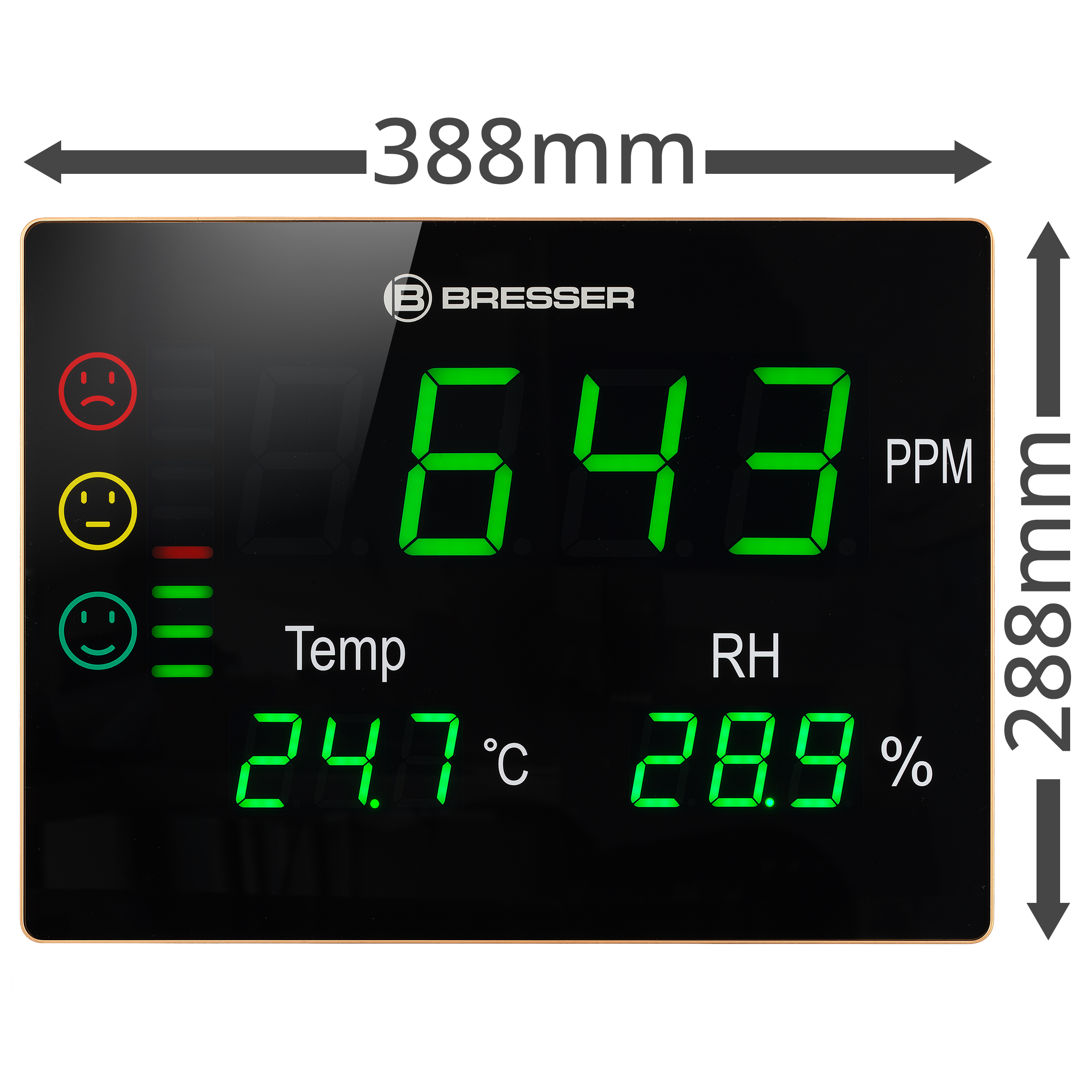 BRESSER CO2-Messgerät Smile XXL mit CO2-Ampel und extragroßem LED-Display