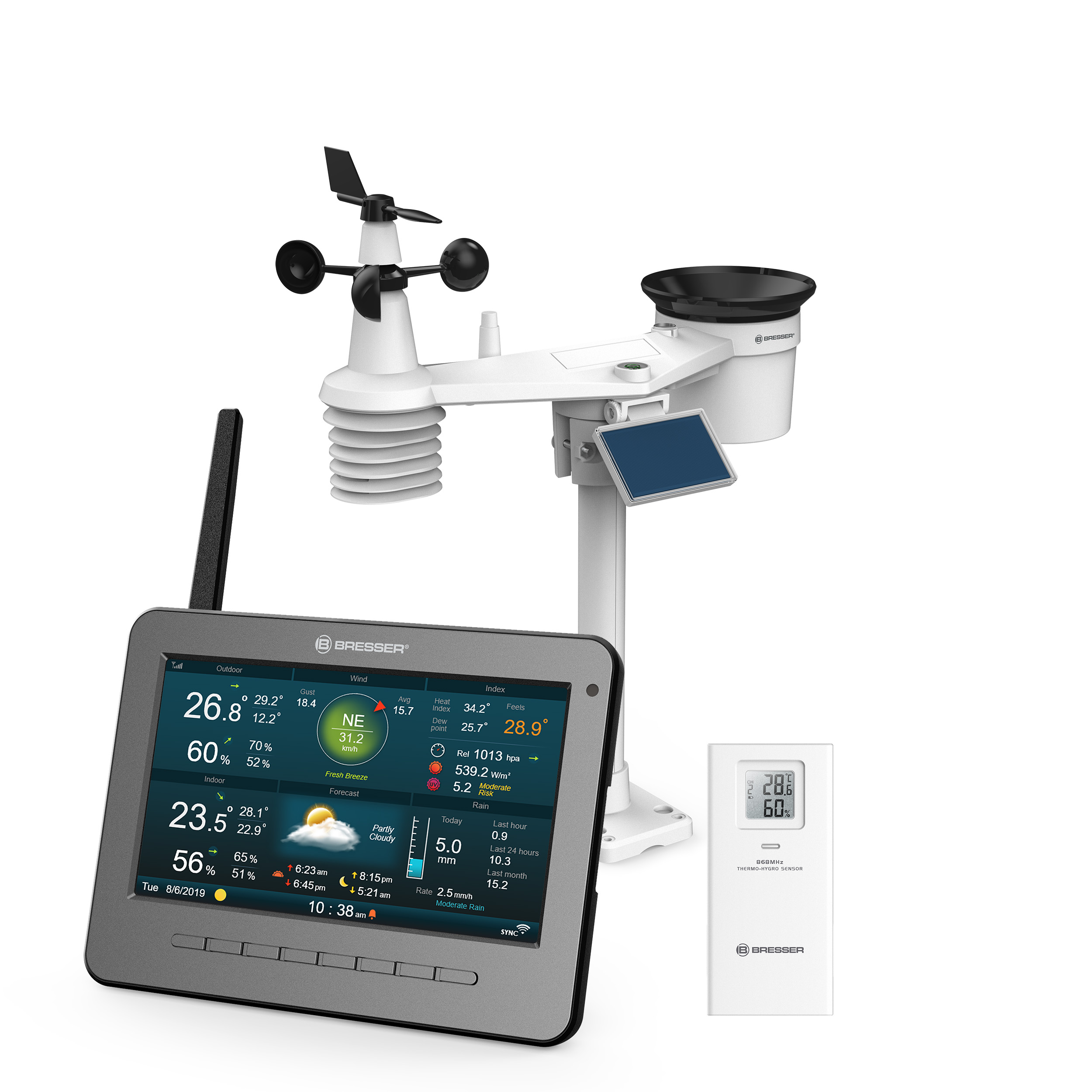 BRESSER WLAN HD TFT 7-in-1-Profi-Wetterstation mit verschiedenen Anzeige-Modi