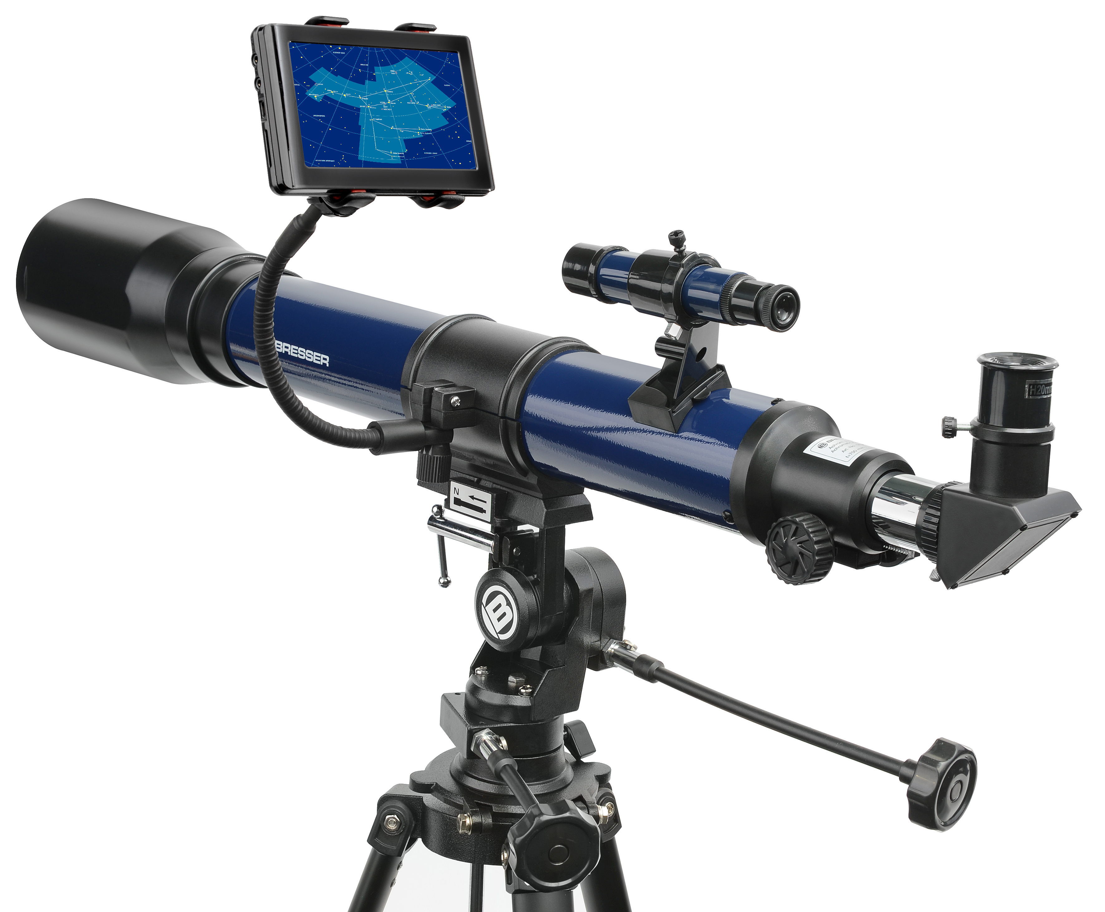 BRESSER SKYLUX Linsenteleskop 70/700mm mit Smartphone-Halter und Sonnenfilter