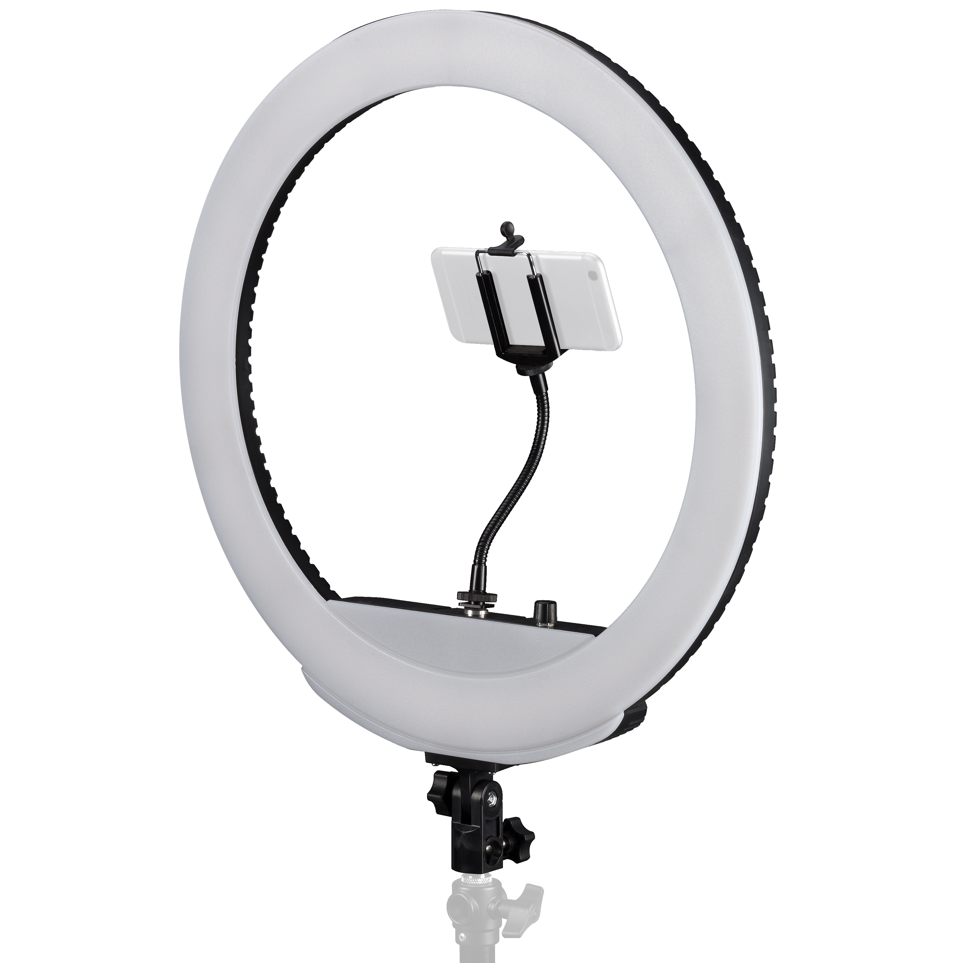 BRESSER MM-26AB Bi-Color LED Ringlicht 48W dimmbar mit Smartphonehalter und Fernauslöser