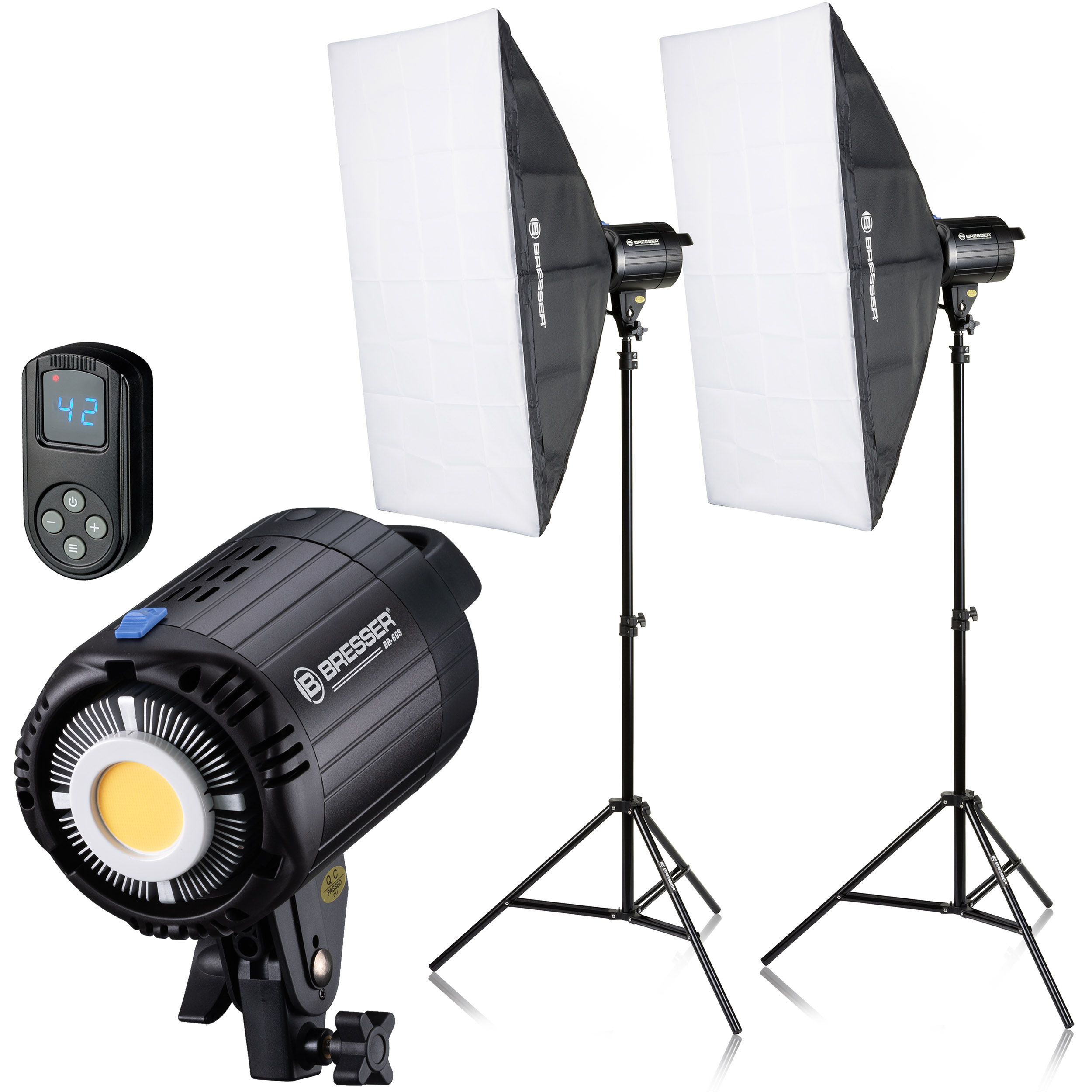 BRESSER BR-60S COB LED-Tageslicht-Set 60W mit Softboxen