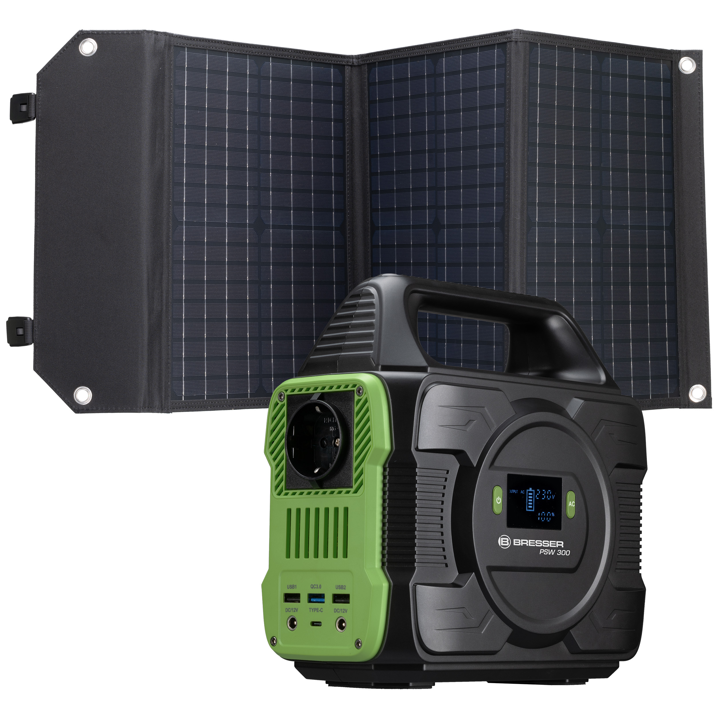 BRESSER Set Mobile Power-Station 300 W + Solar-Ladegerät 60 W