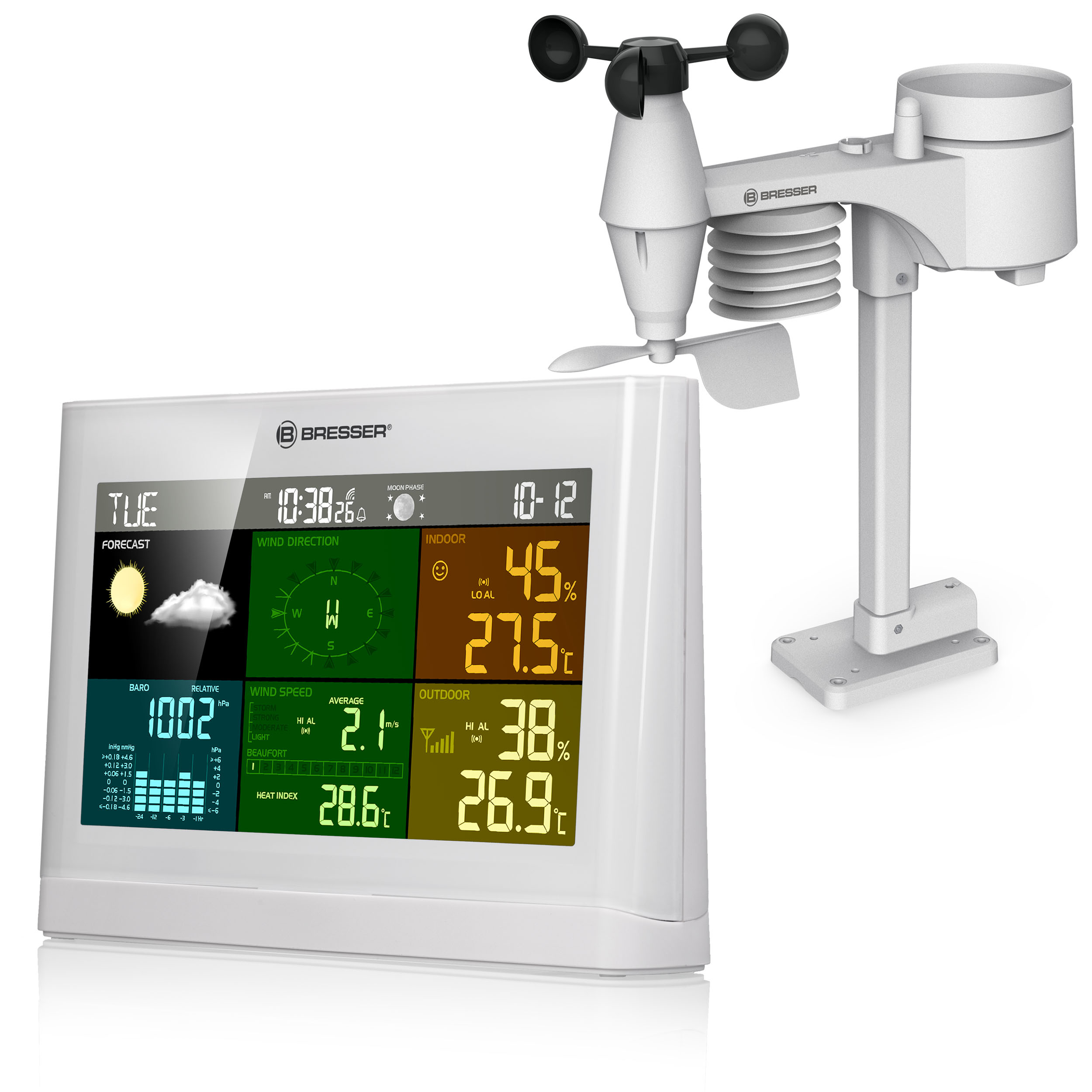 BRESSER 5-in-1 Comfort Wetterstation mit Farbdisplay