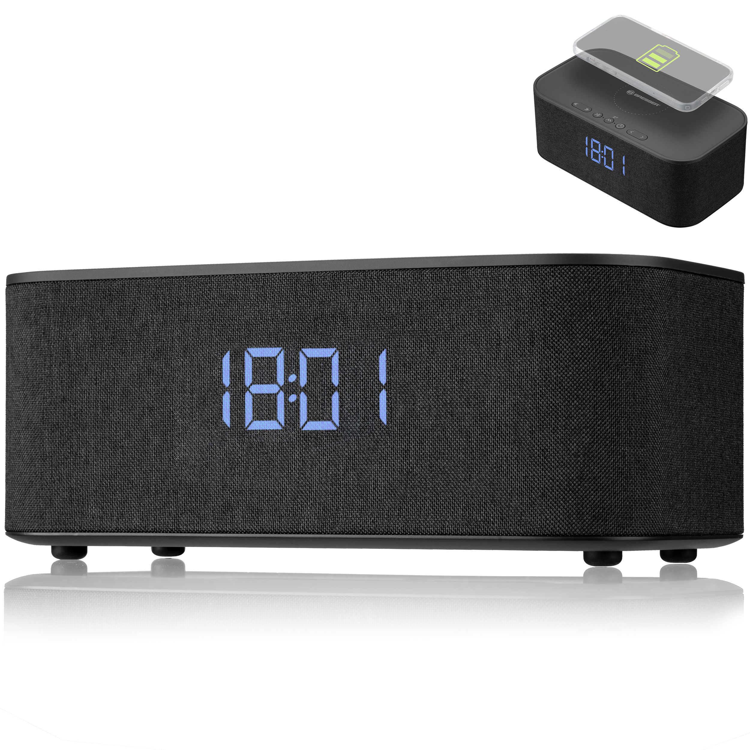 BRESSER Bluetooth Stereo-Lautsprecher mit Weck- und Ladefunktion