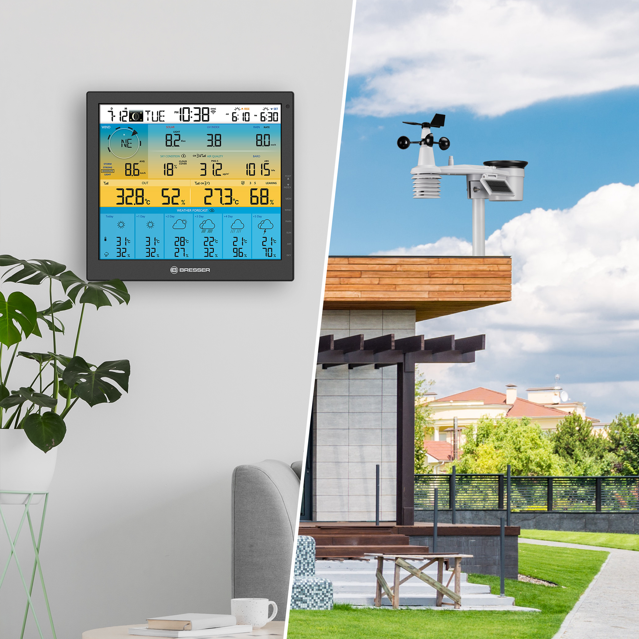 BRESSER 6-Tage 4CAST PRO SF WLAN-Wetterstation 7-in-1 solar