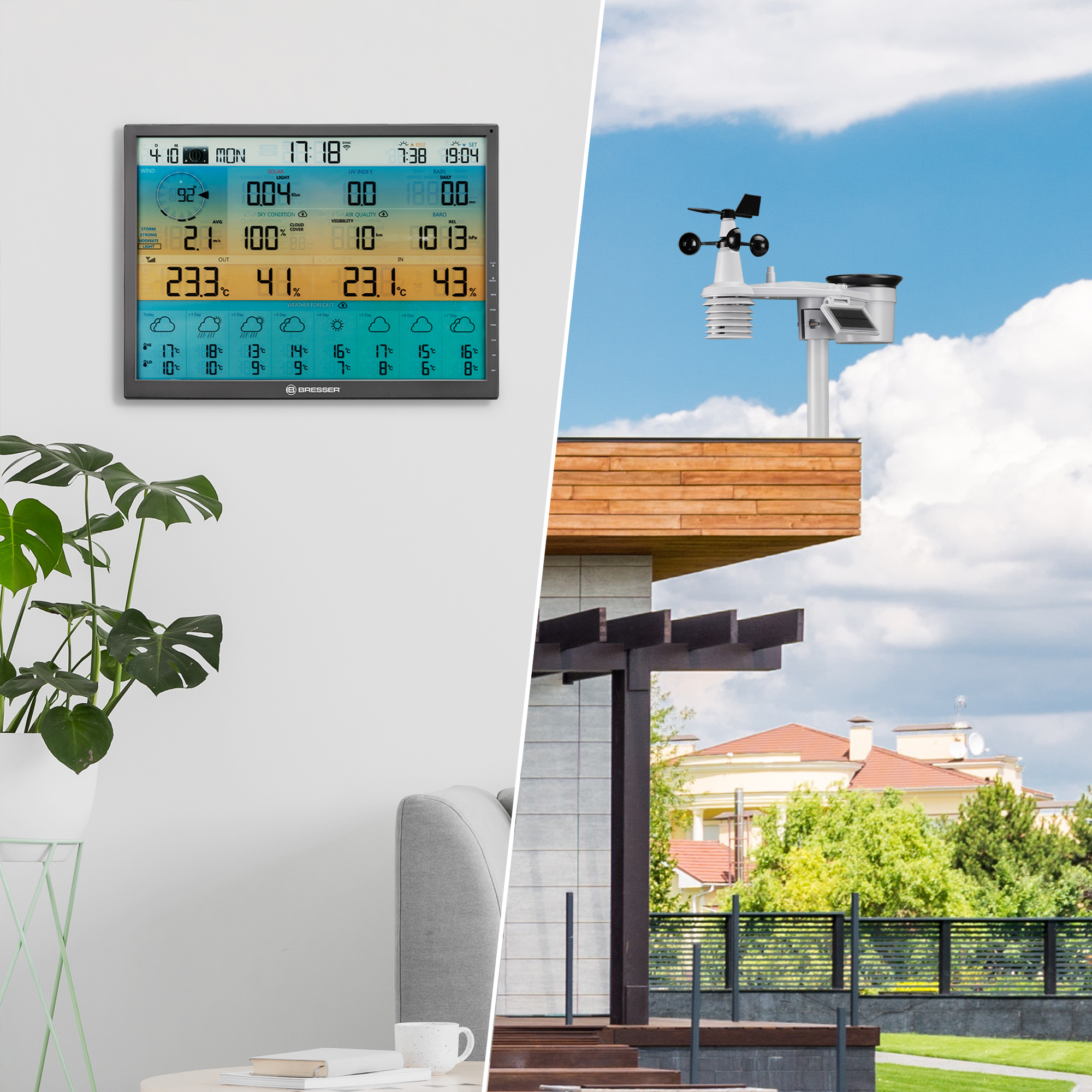 BRESSER 8-Tage 4CAST XL WLAN-Wetterstation 7-in-1 solar