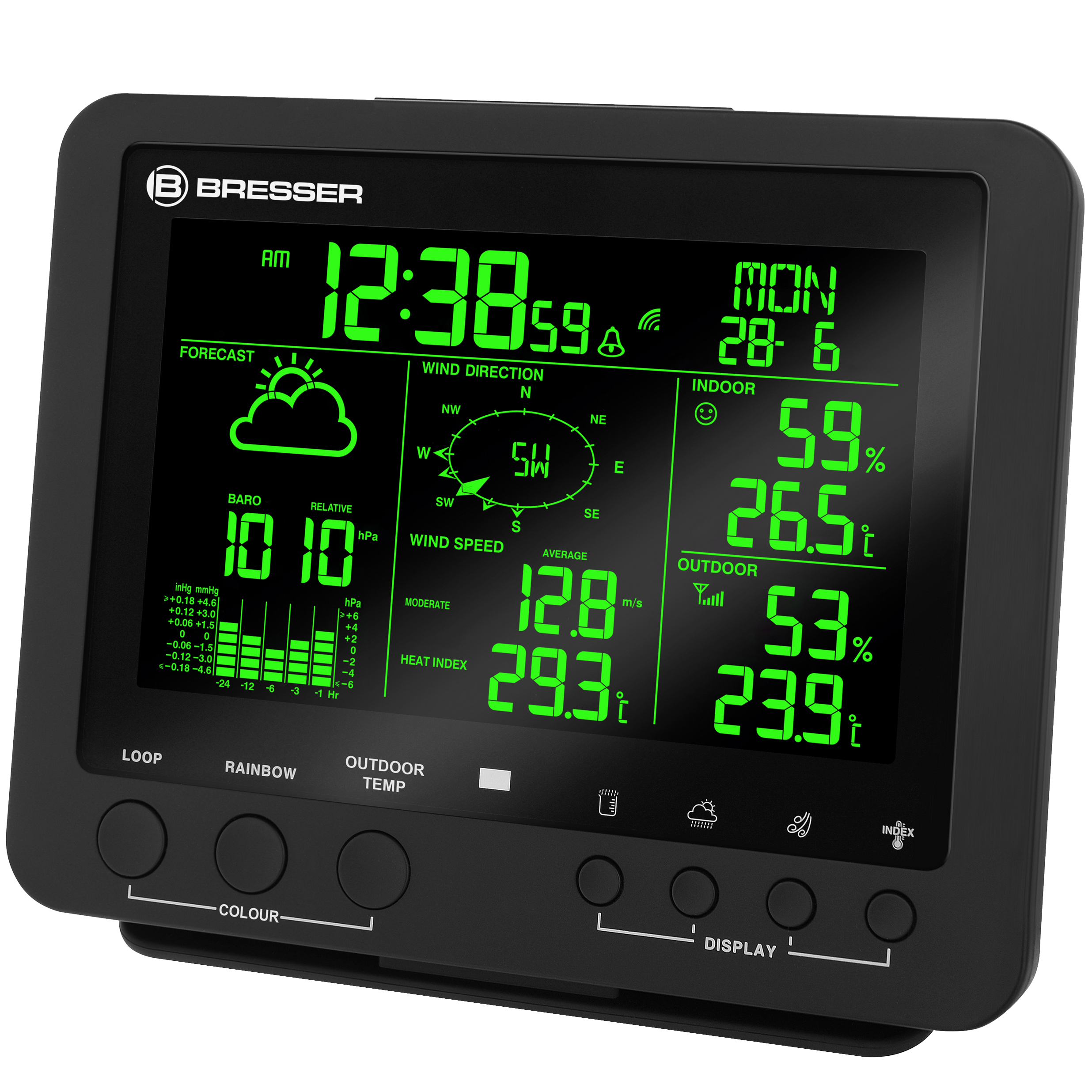 BRESSER 5-in-1 Profi-Wetterstation mit Farbwechsel