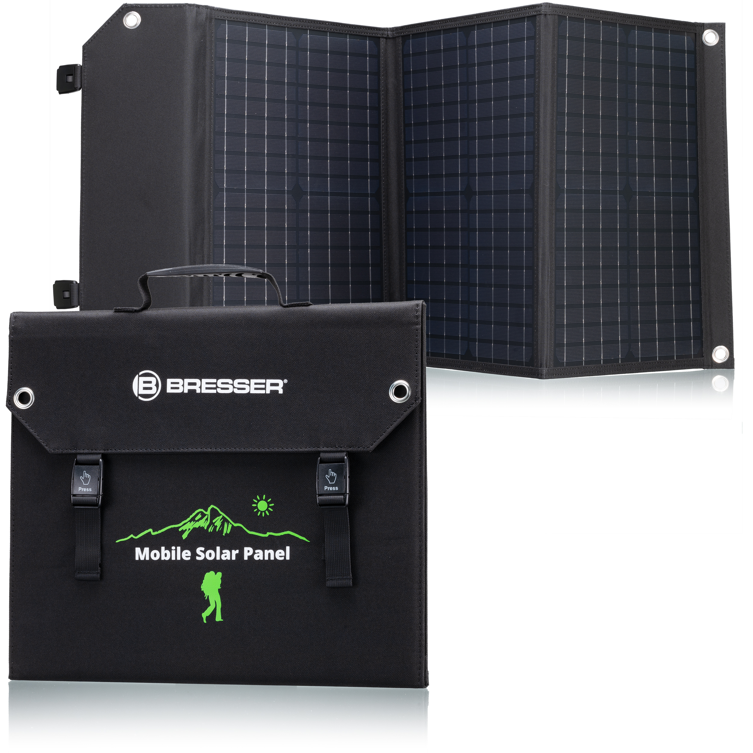 BRESSER Mobiles Solar-Ladegerät 60 Watt mit USB- u. DC-Anschluss (Refurbished)