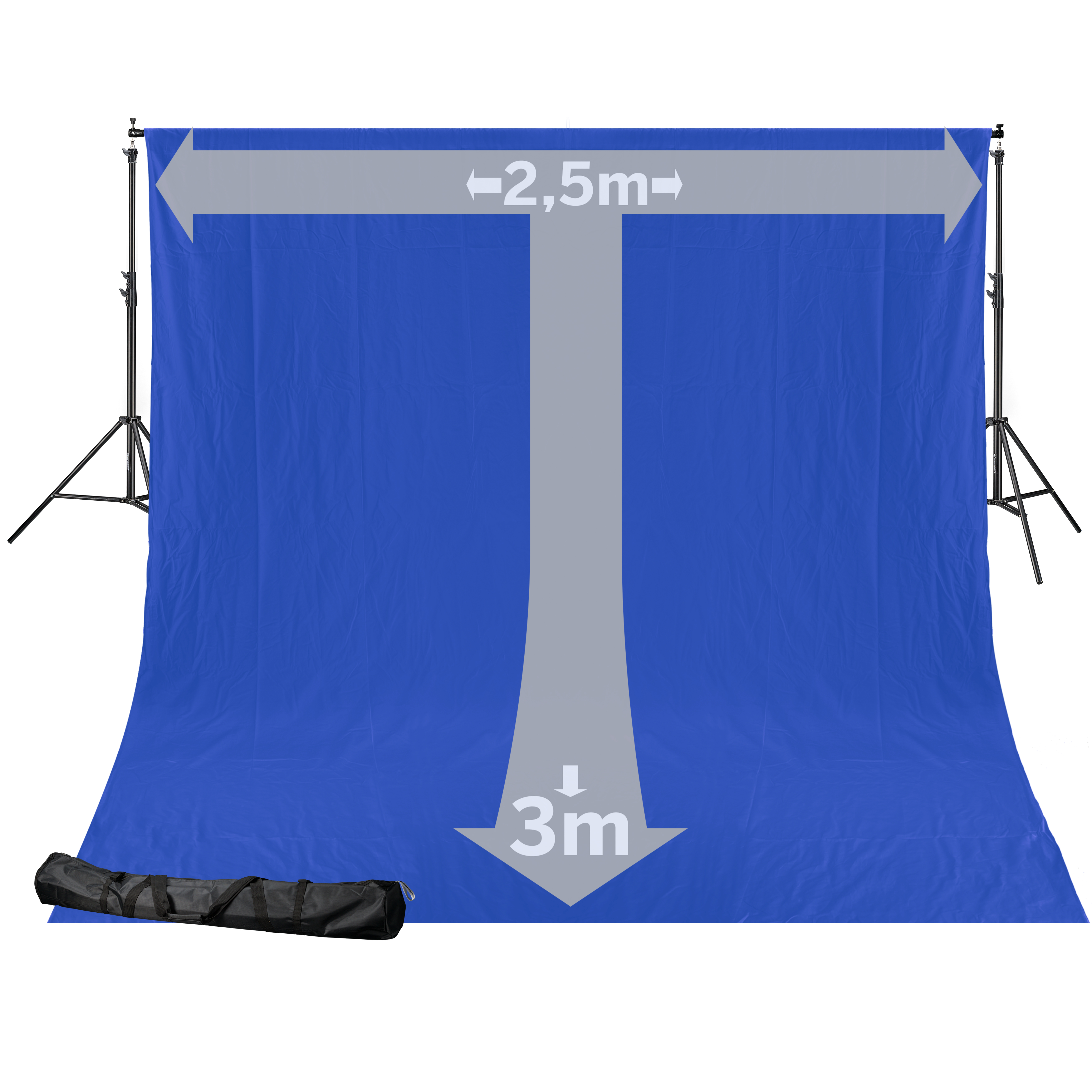 BRESSER BR-D24 Hintergrundsystem + Hintergrundstoff 2,5 x 3m Chromakey Blau