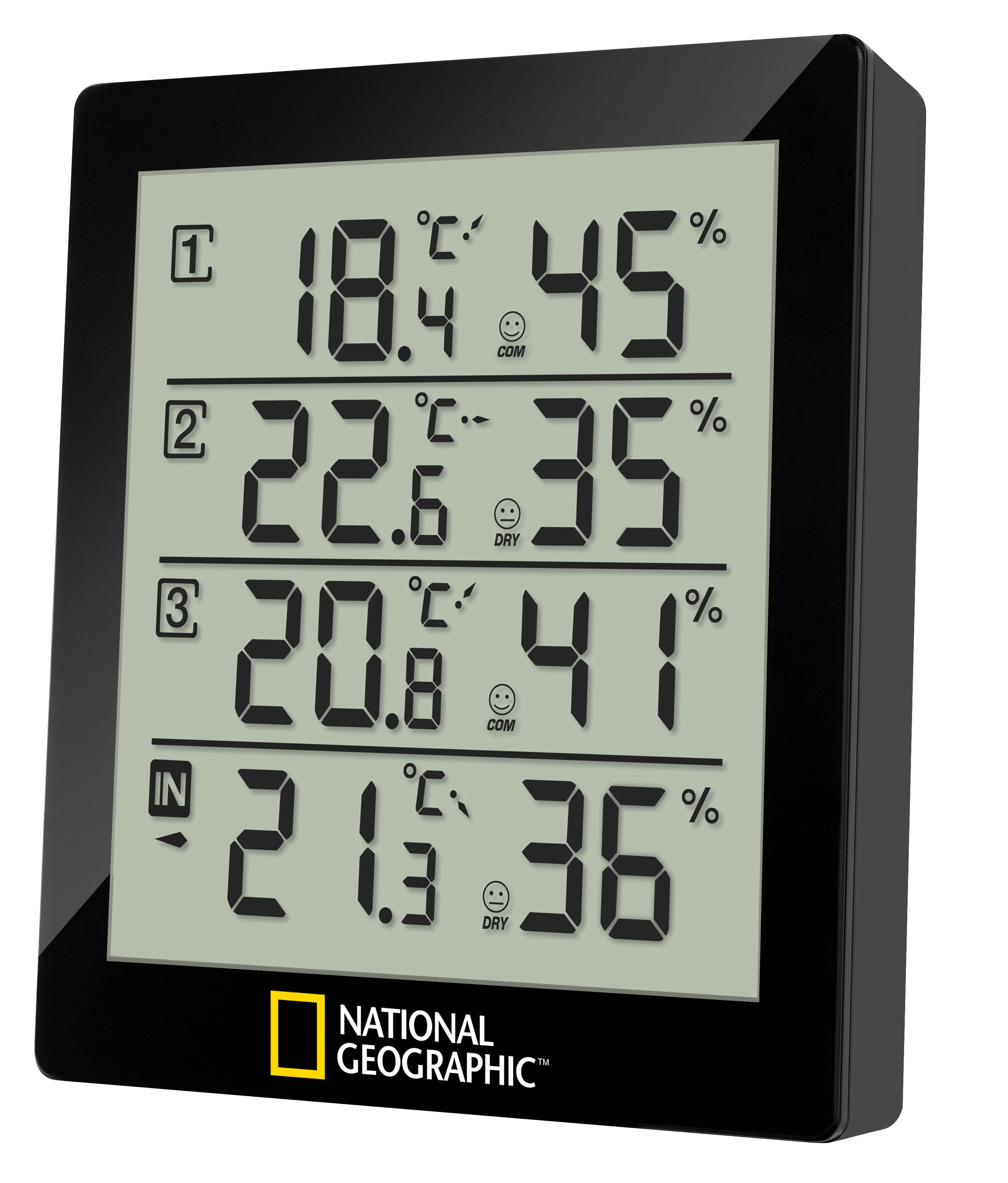 NATIONAL GEOGRAPHIC Digitales Thermo-Hygrometer für 4 Messbereiche - schwarz