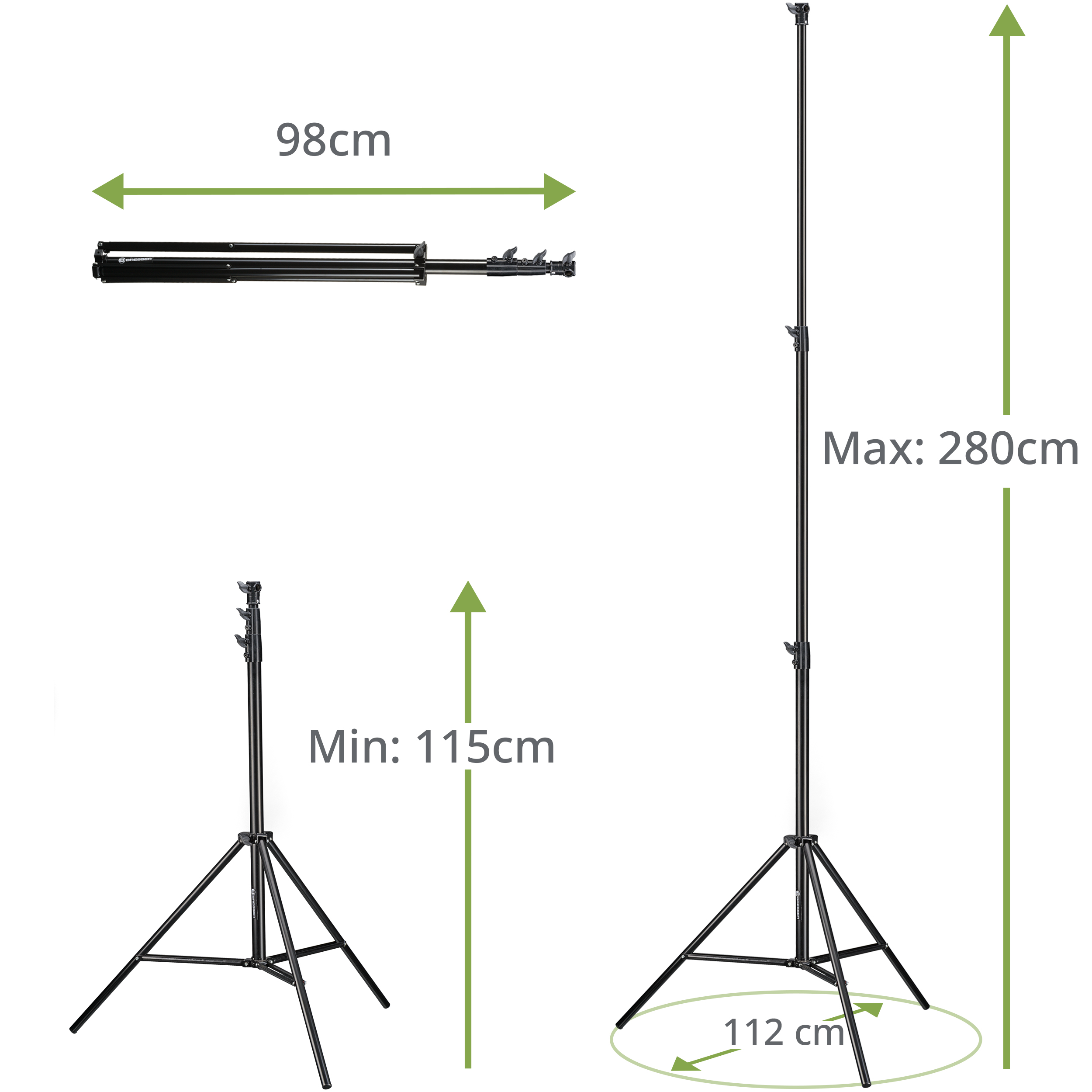 BRESSER 3x BR-TP280 PRO-1 Stativ (280 cm) + Tasche