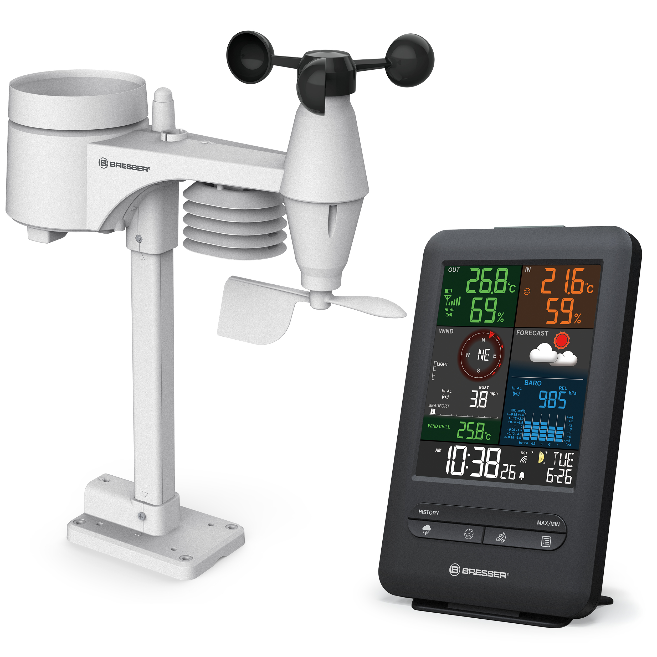 BRESSER Wetterstation 5-in-1 Beaufort mit Farbdisplay