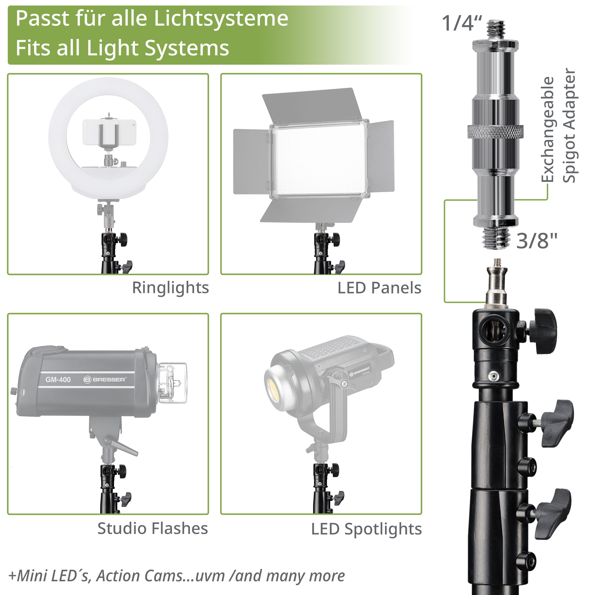 BRESSER 3x BR-TP280 PRO-1 Stativ (280 cm) + Tasche