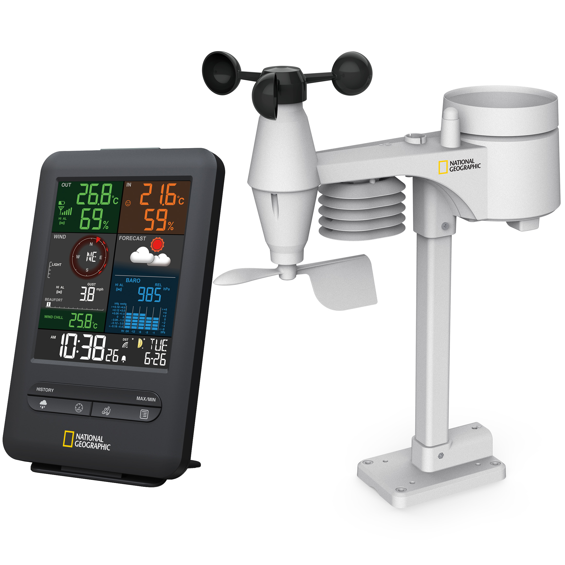 NATIONAL GEOGRAPHIC Colour-Display-Funk-Wetterstation 5-in-1