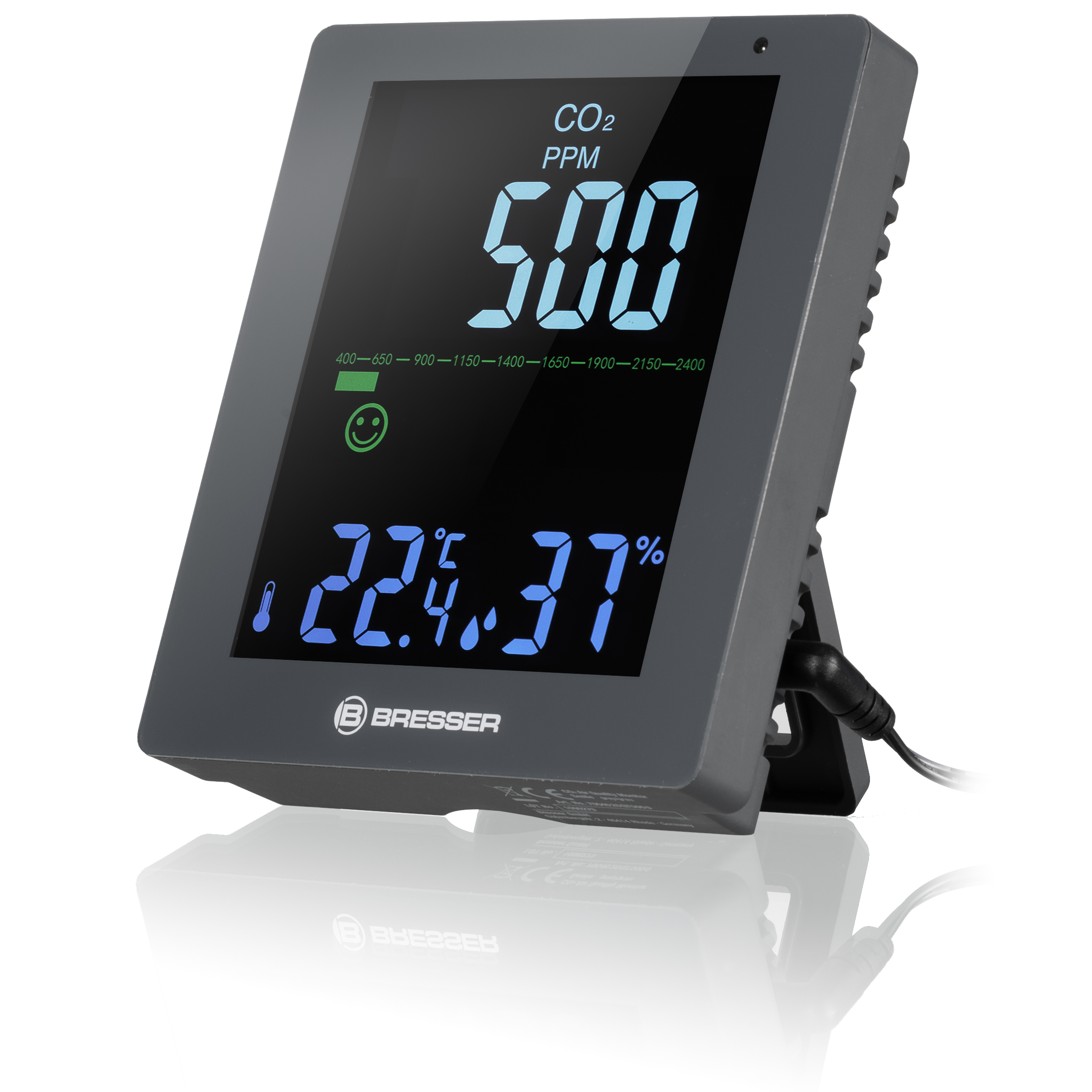 BRESSER CO2-Luftqualitätsmonitor Smile mit CO2-Ampel