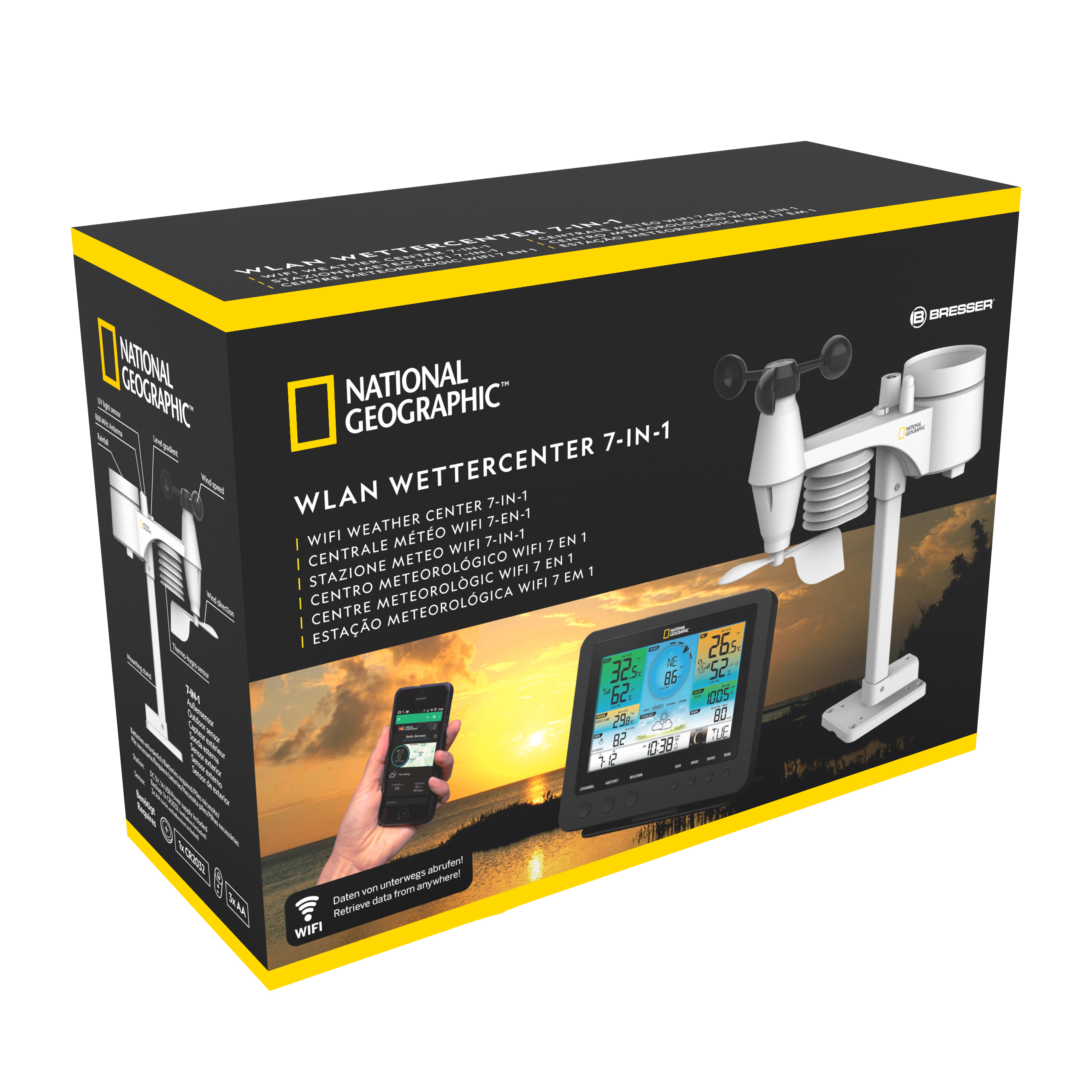 NATIONAL GEOGRAPHIC WLAN-Farbwetterstation mit 7-in-1-Profi-Sensor