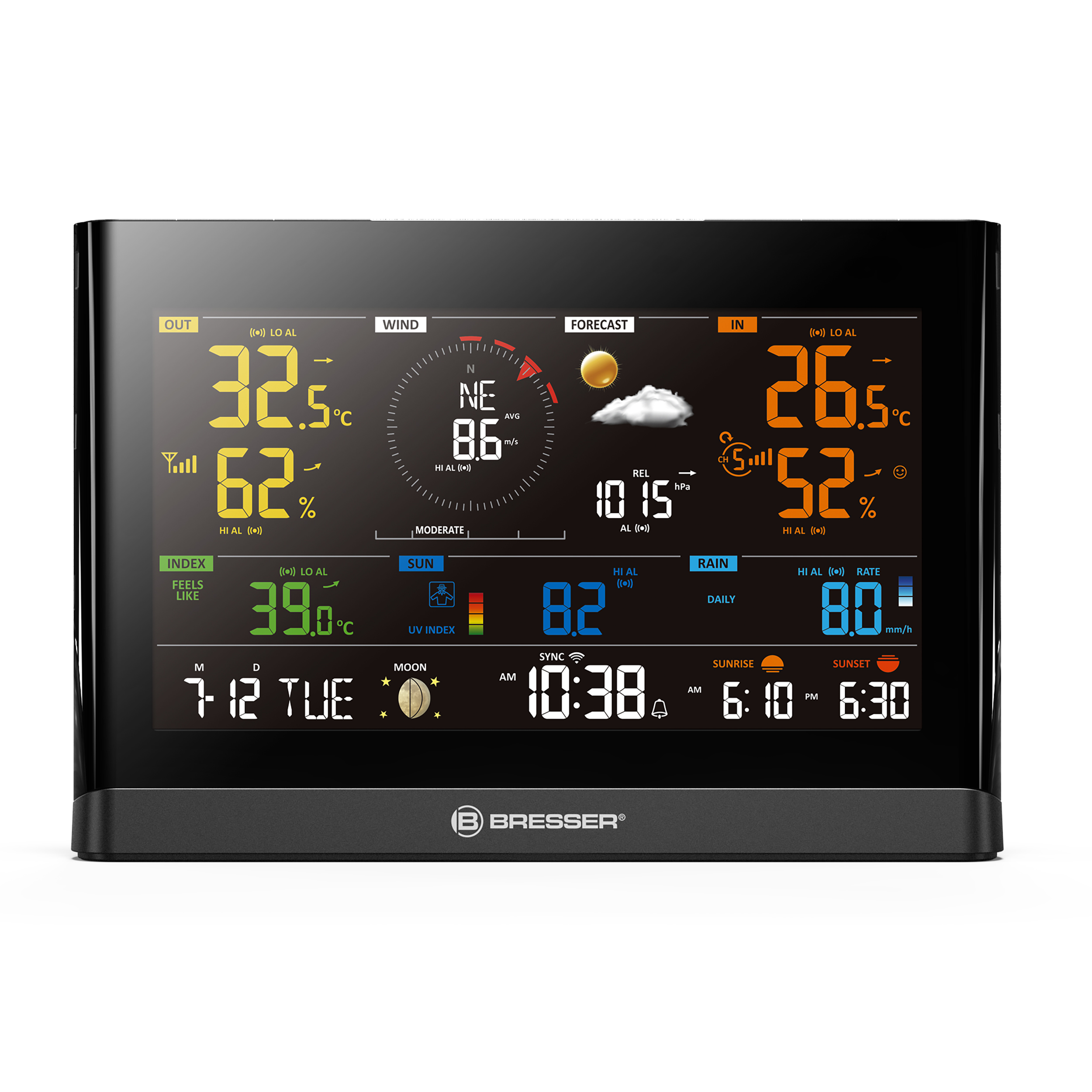 BRESSER WLAN Comfort Wetterstation mit 7-in-1-Profi-Sensor und modernem Farbdisplay