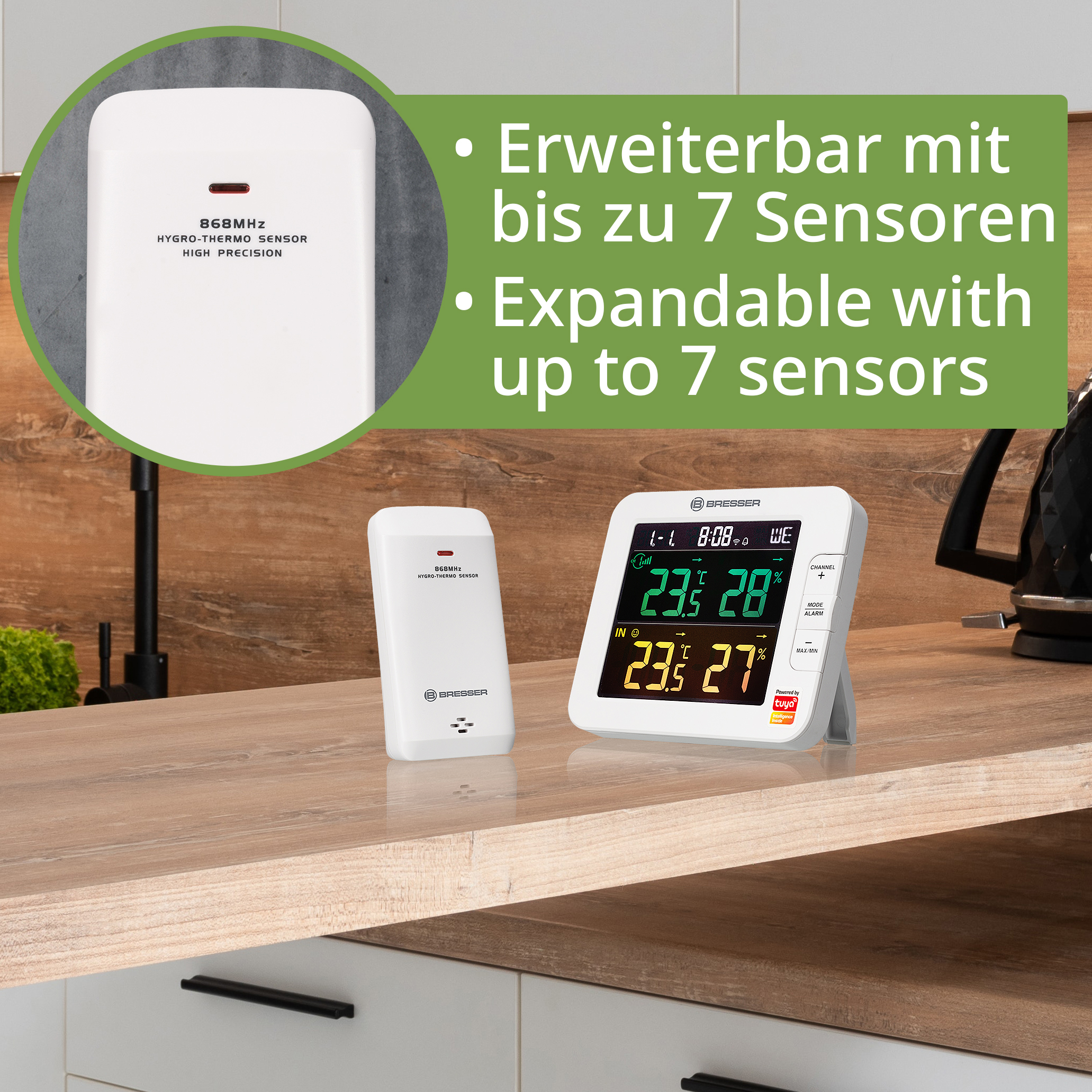 BRESSER Smart Home 7-Kanal Tuya Thermo-Hygrometer