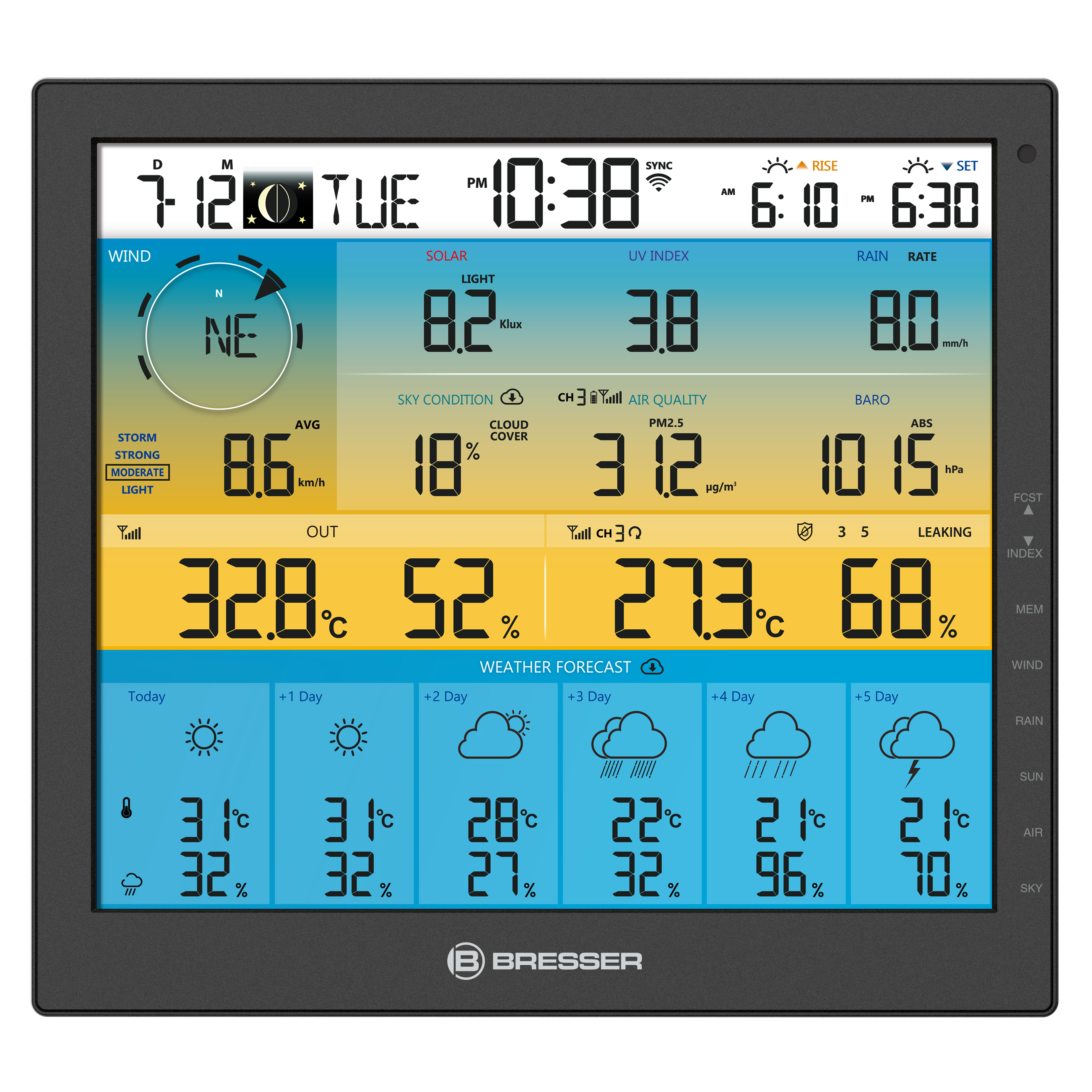 BRESSER 6-Tage 4CAST PRO SF WLAN-Wetterstation 7-in-1 solar