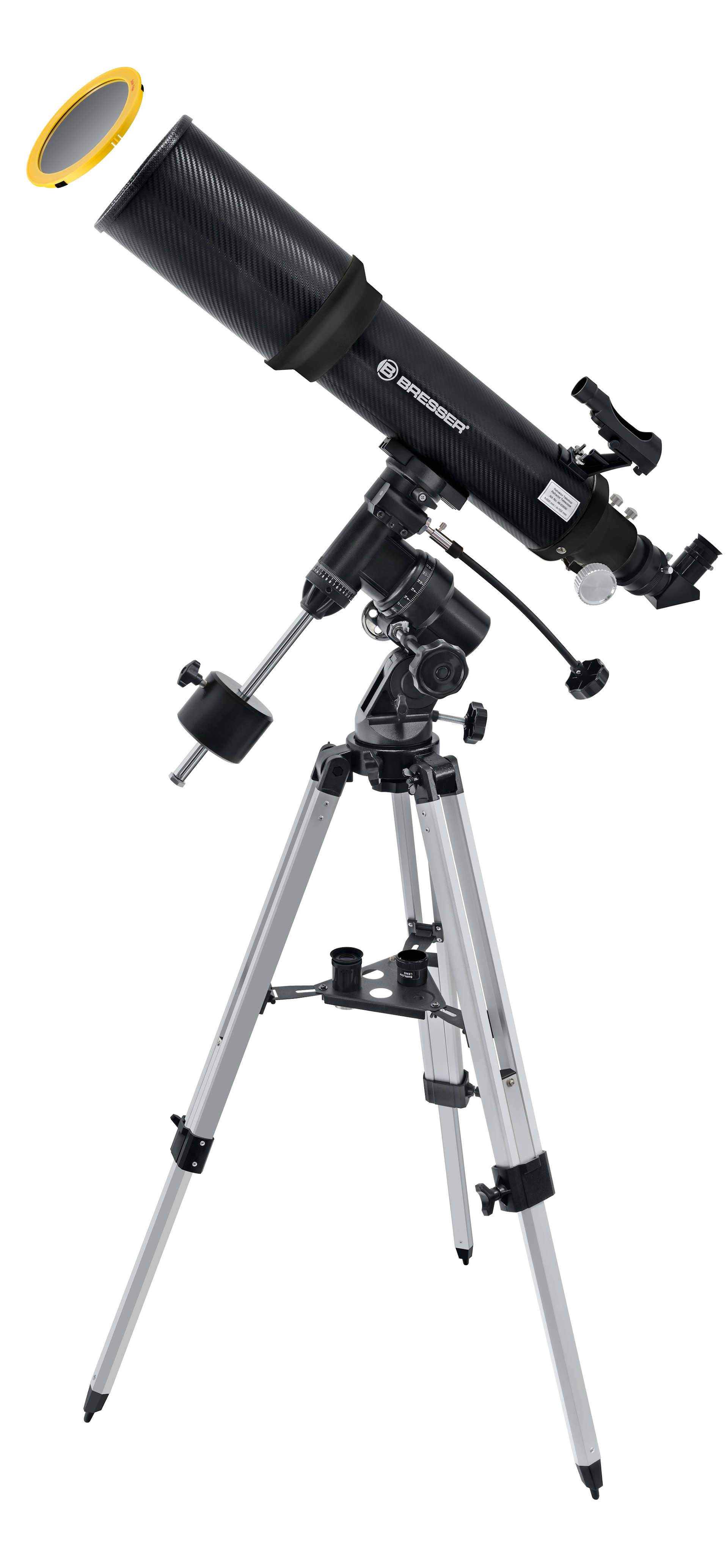 BRESSER Polaris-II 102/600 EQ3 Linsenteleskop mit Smartphone-Adapter & Sonnenfilter