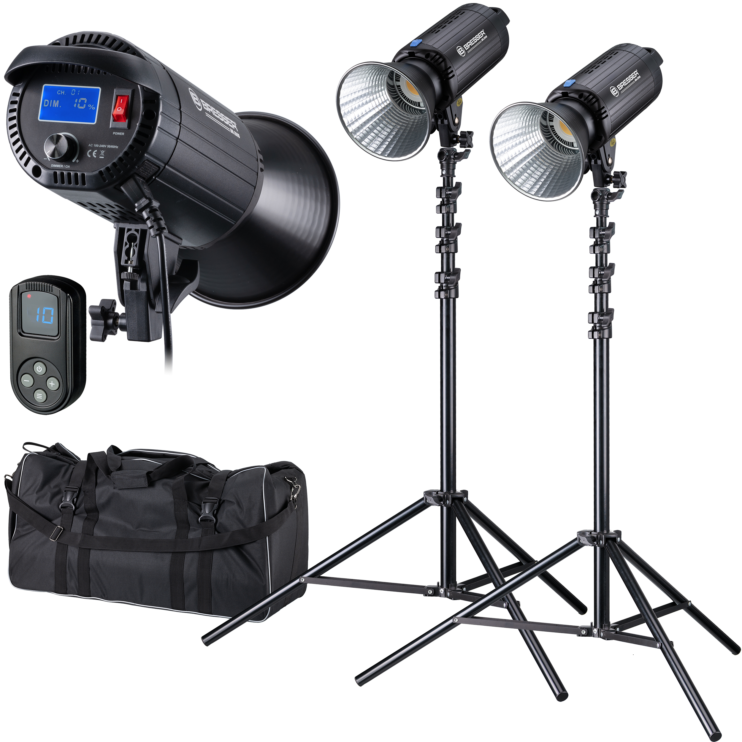 BRESSER BR-200S COB LED Tageslicht Dual Kit mit Reflektoren