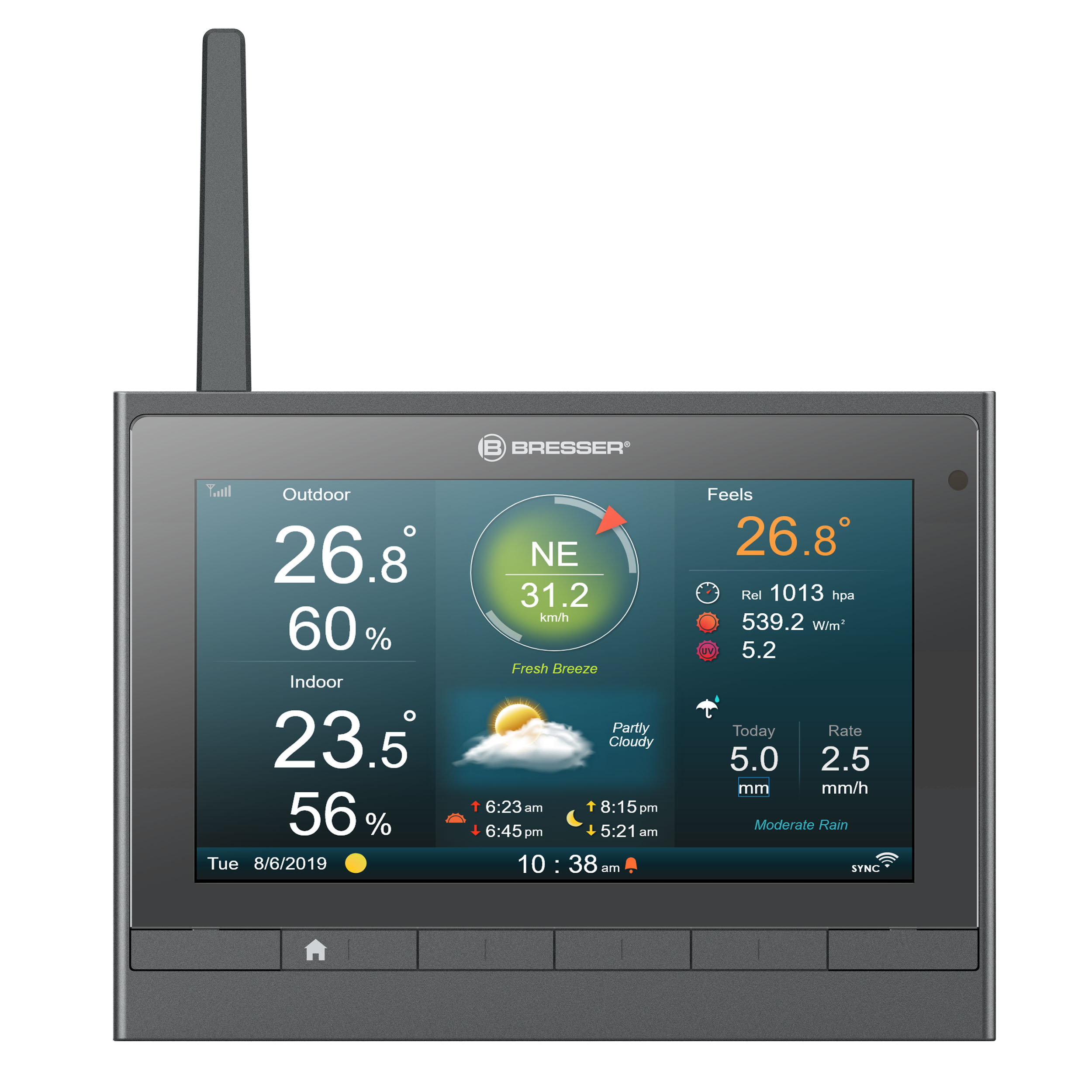 BRESSER MeteoChamp HD WLAN-Wetterstation 7-in-1 mit verschiedenen Anzeige-Modi