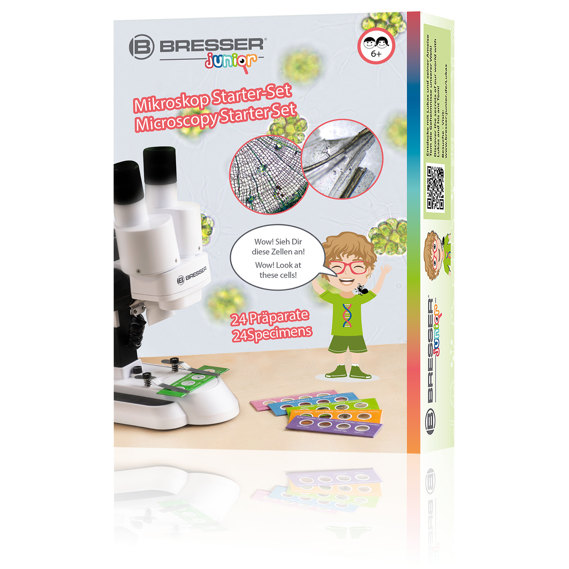 BRESSER JUNIOR Experimentier-Set mit 24 Dauerpräparaten Mikroskop Starter Set