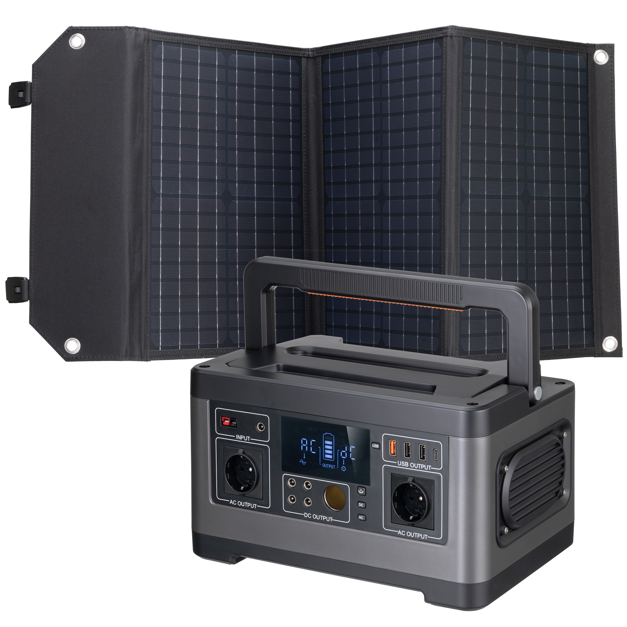 BRESSER Set Mobile Power-Station 500 W + Solar-Ladegerät 60 W