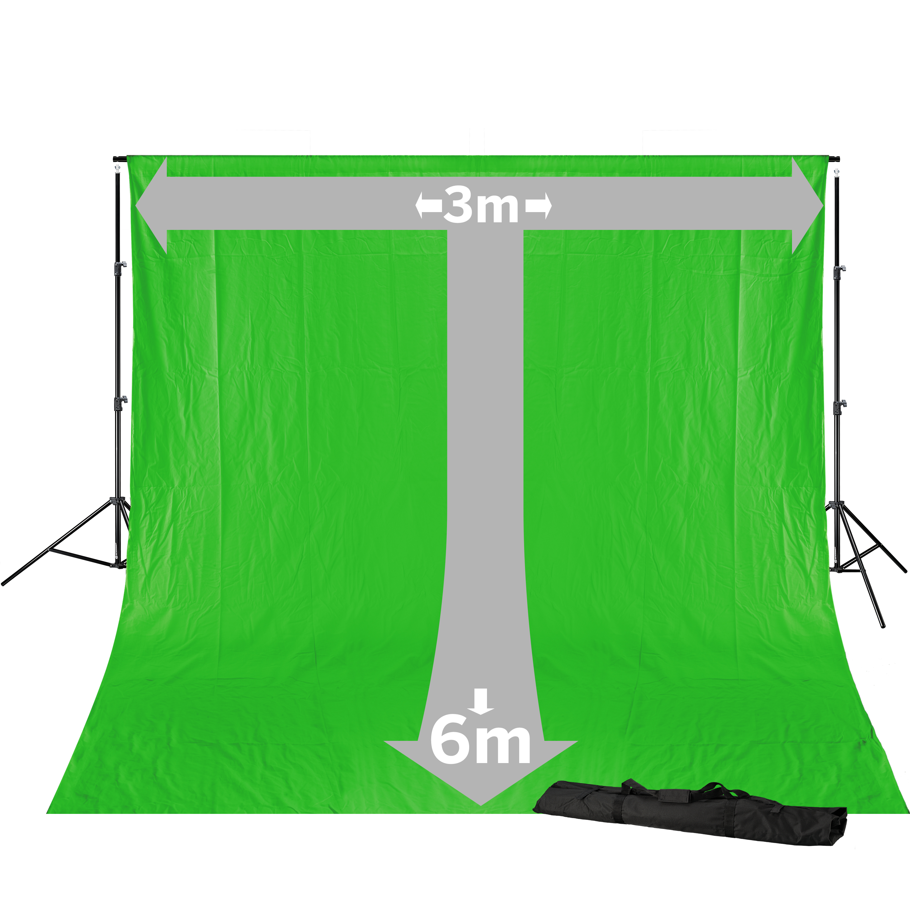 BRESSER BR-D23 Hintergrundsystem + Greenscreen Hintergrundstoff 3 x 6m 