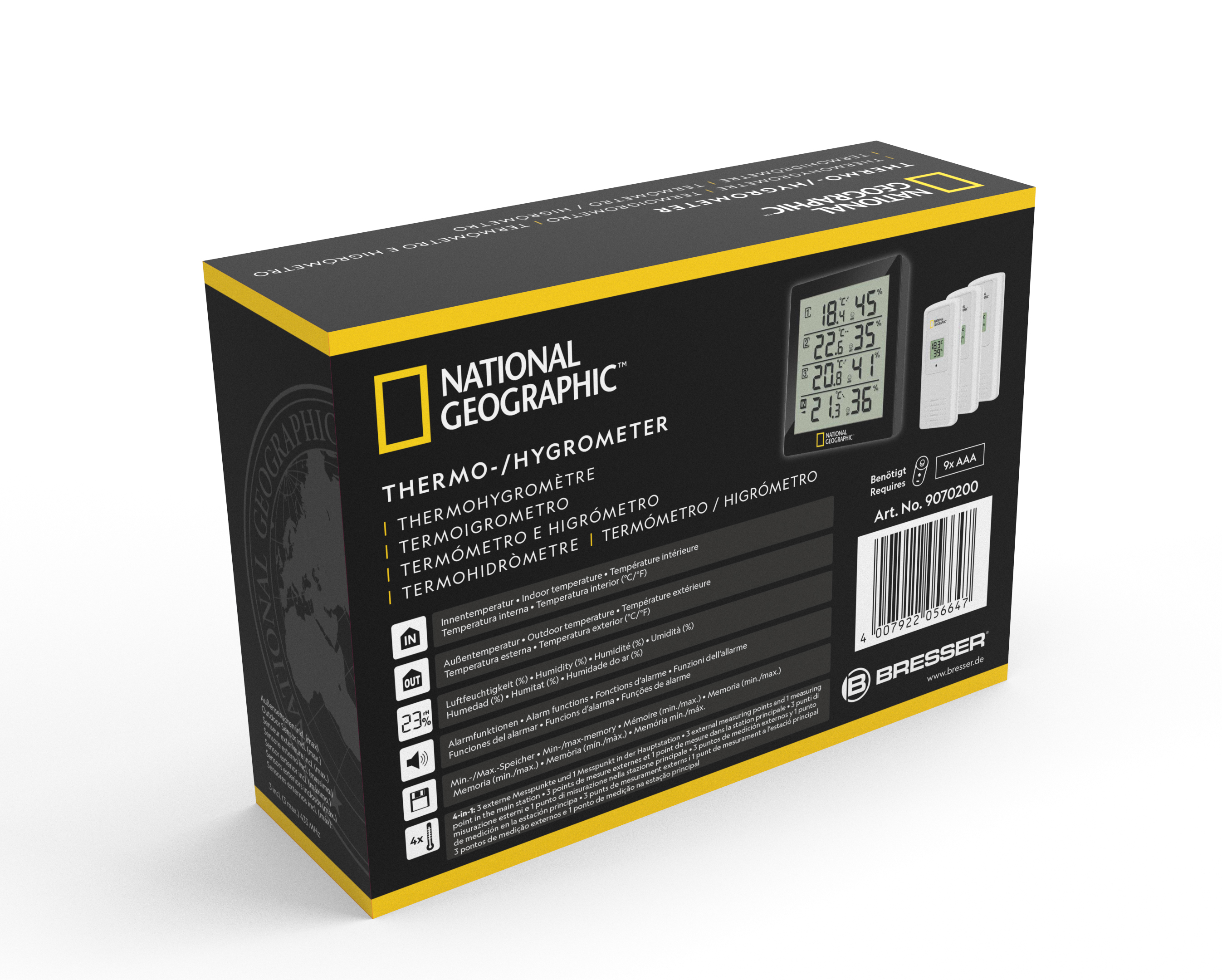 NATIONAL GEOGRAPHIC Digitales Thermo-Hygrometer für 4 Messbereiche - schwarz