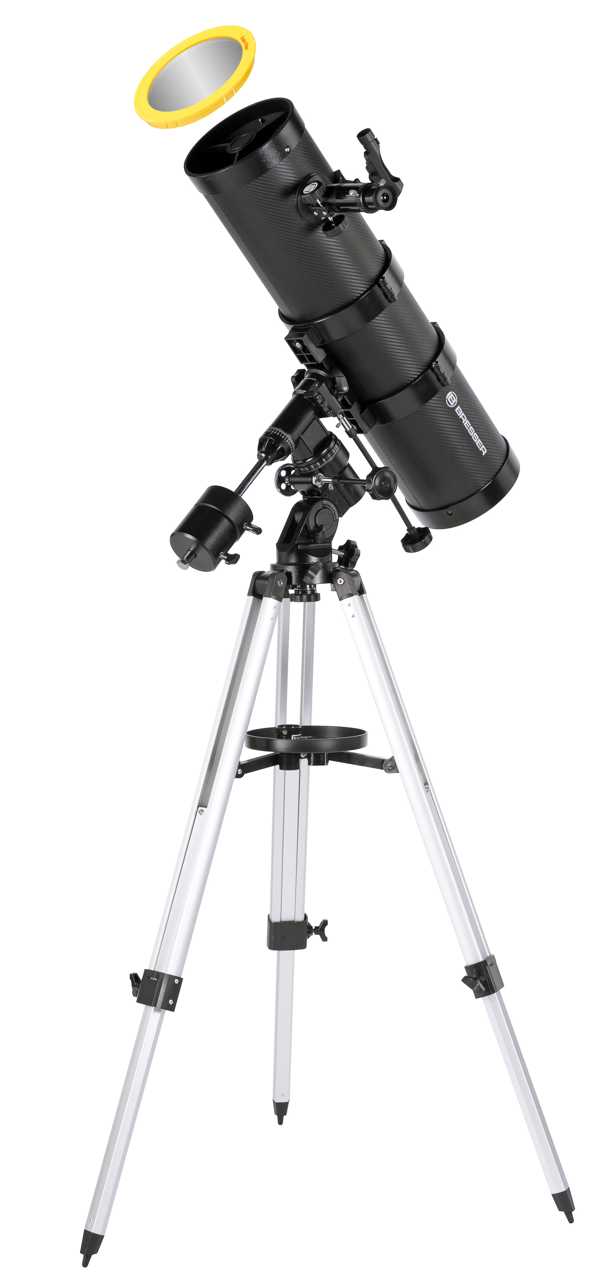 BRESSER Pollux-II 150/1400 EQ3 Spiegelteleskop mit Smartphone-Adapter & Sonnenfilter (Refurbished)