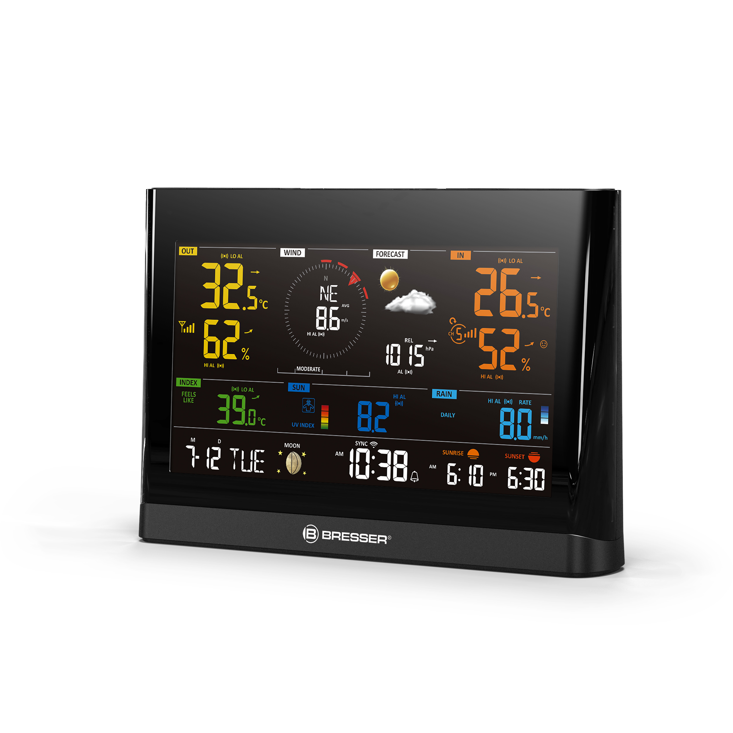 BRESSER WLAN Comfort Wetterstation mit 7-in-1-Profi-Sensor und modernem Farbdisplay