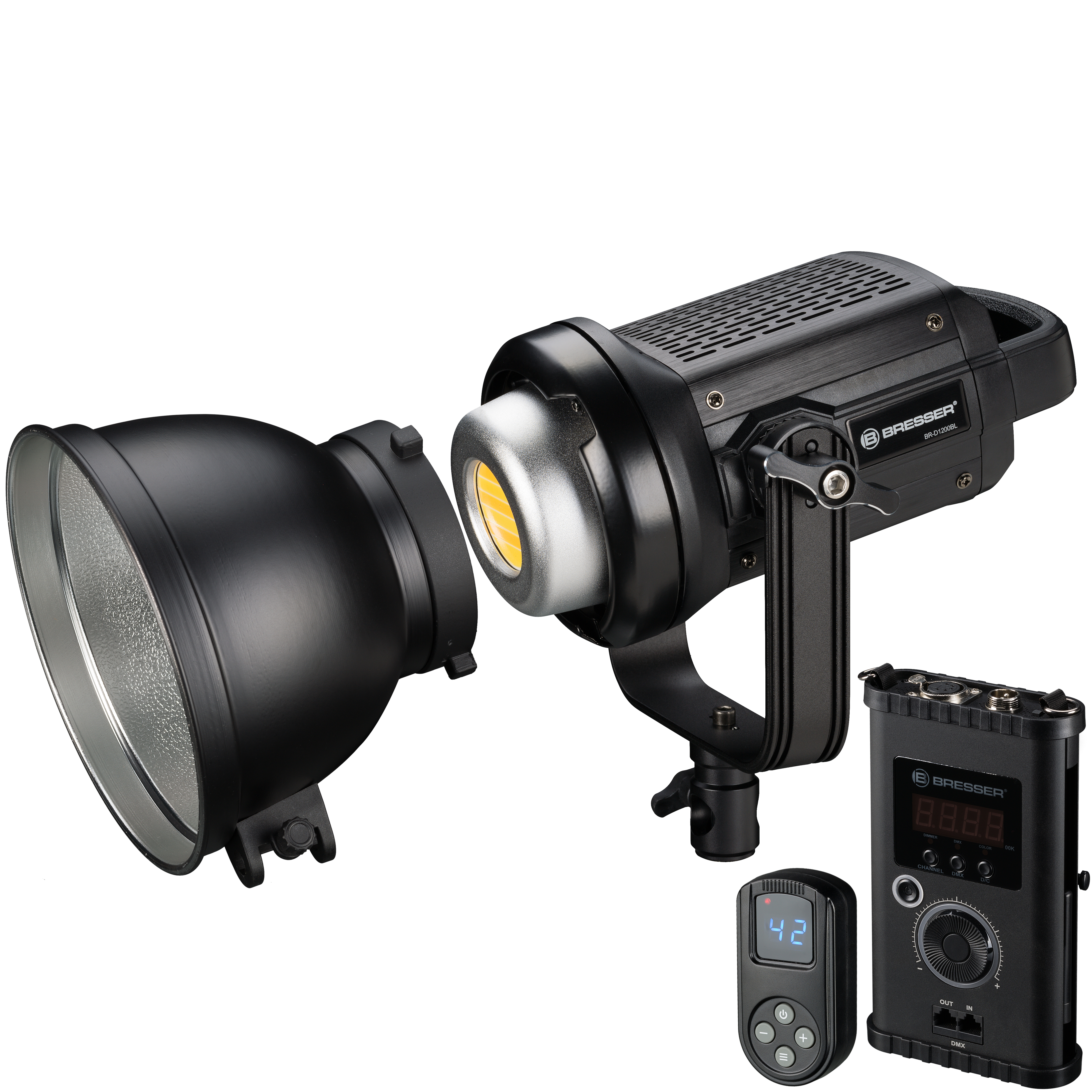 BRESSER BR-D1200BL COB LED Studiolampe 120W mit Bowens-Anschluss für Softboxen