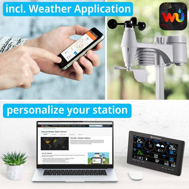 Stazione meteo WiFi 7 in 1 - Home Station con applicazioni Android e iOS -  Connessione Internet ACCUR8 A8-DWS7100 : : Giardino e giardinaggio