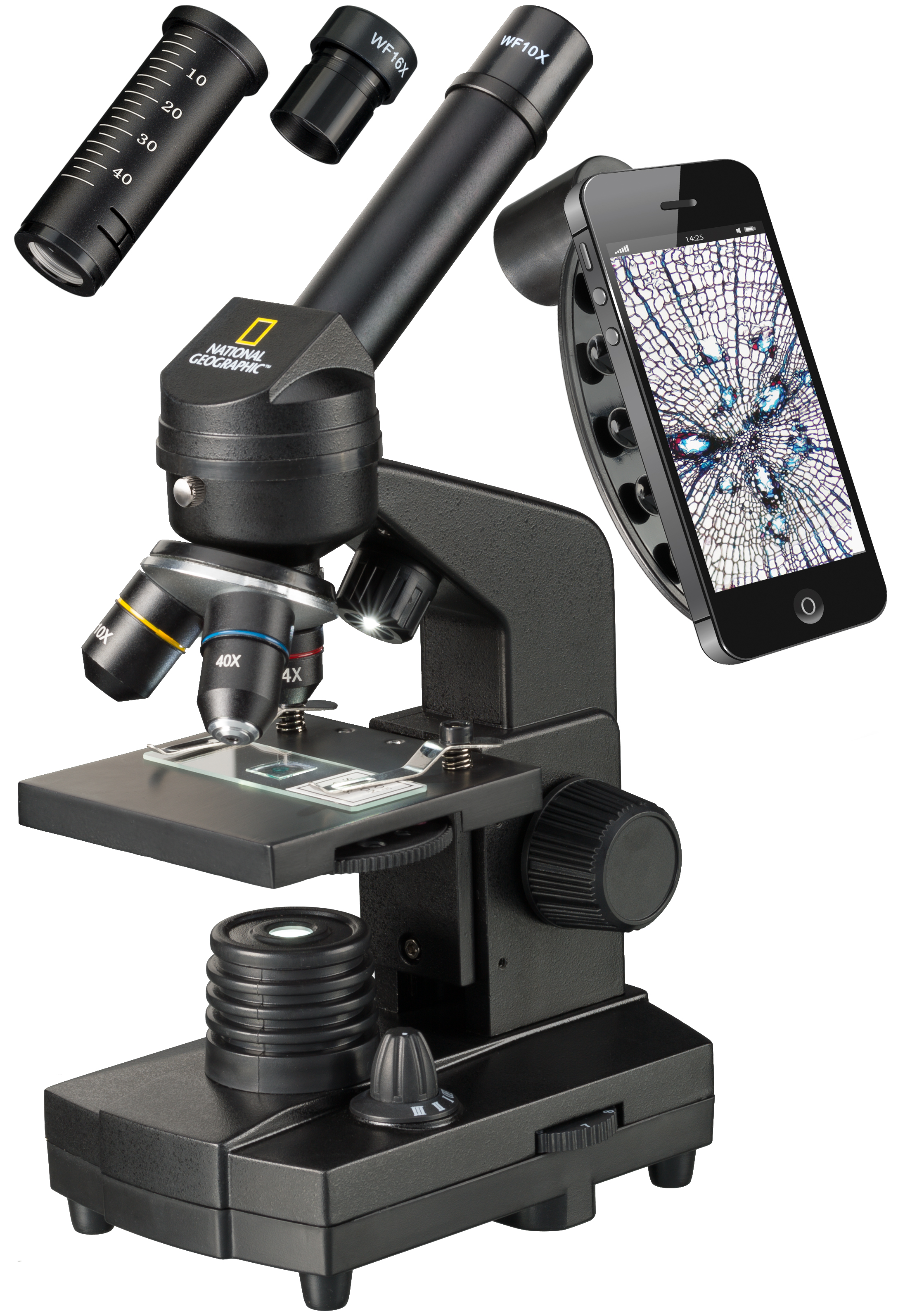 Bresser, Microscopio NATIONAL GEOGRAPHIC 40x-1280x con supporto per  smartphone