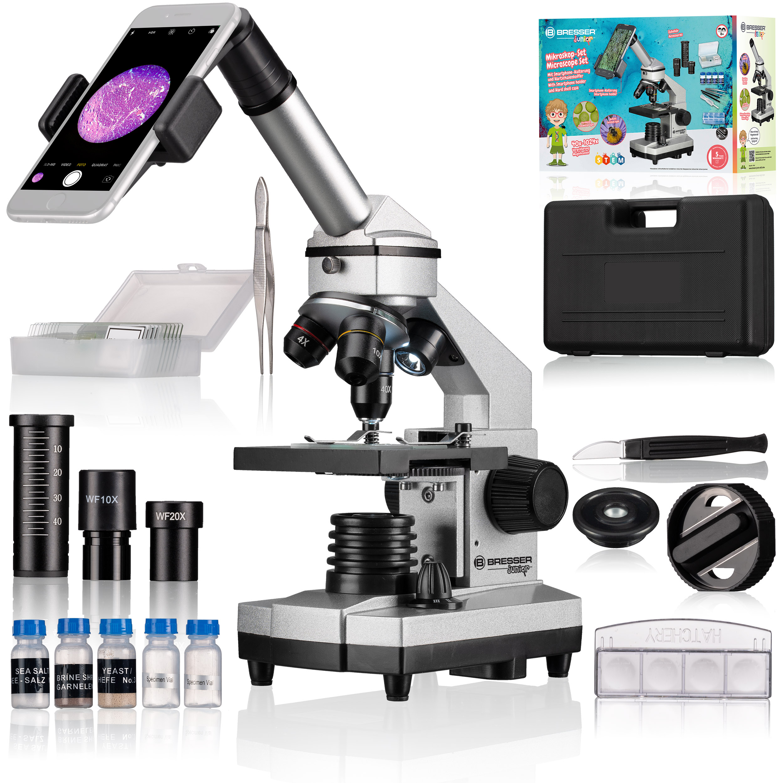 Bresser | BRESSER JUNIOR Biolux CA 40x-1024x Mikroskop inkl. Smartphone  Halterung | Expand Your Horizon